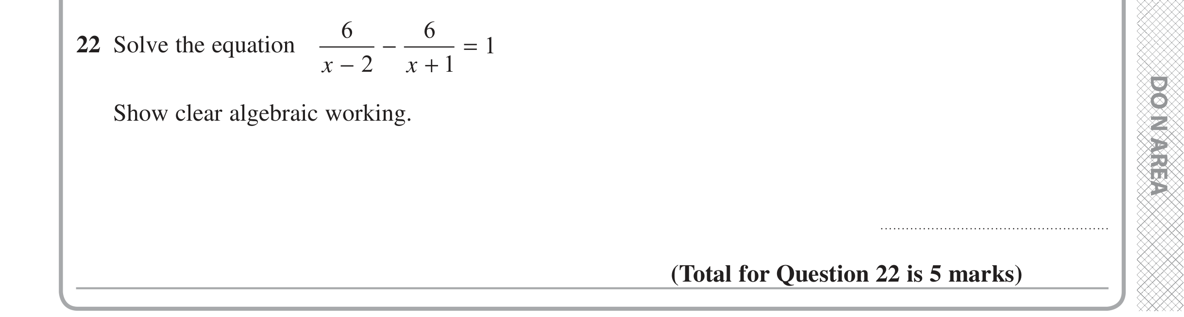 Question 22 — Quadratics — Edexcel iGCSE Jan 2016