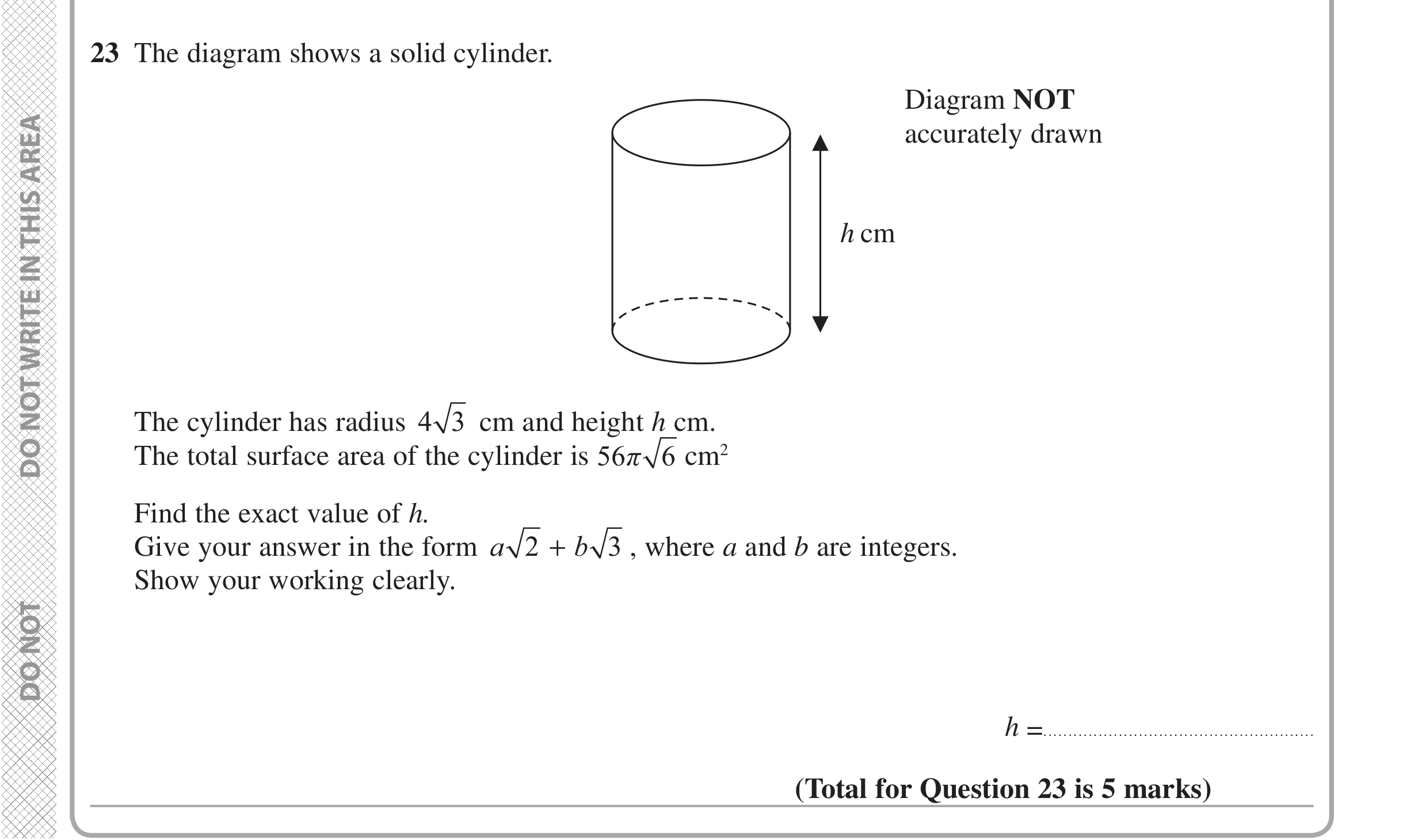 Question 23 — Indices and Surds — Edexcel iGCSE Jan 2016