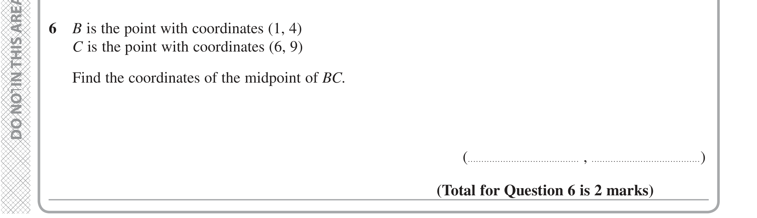 Question 6 — Coordinate Geometry — Edexcel iGCSE Jan 2016