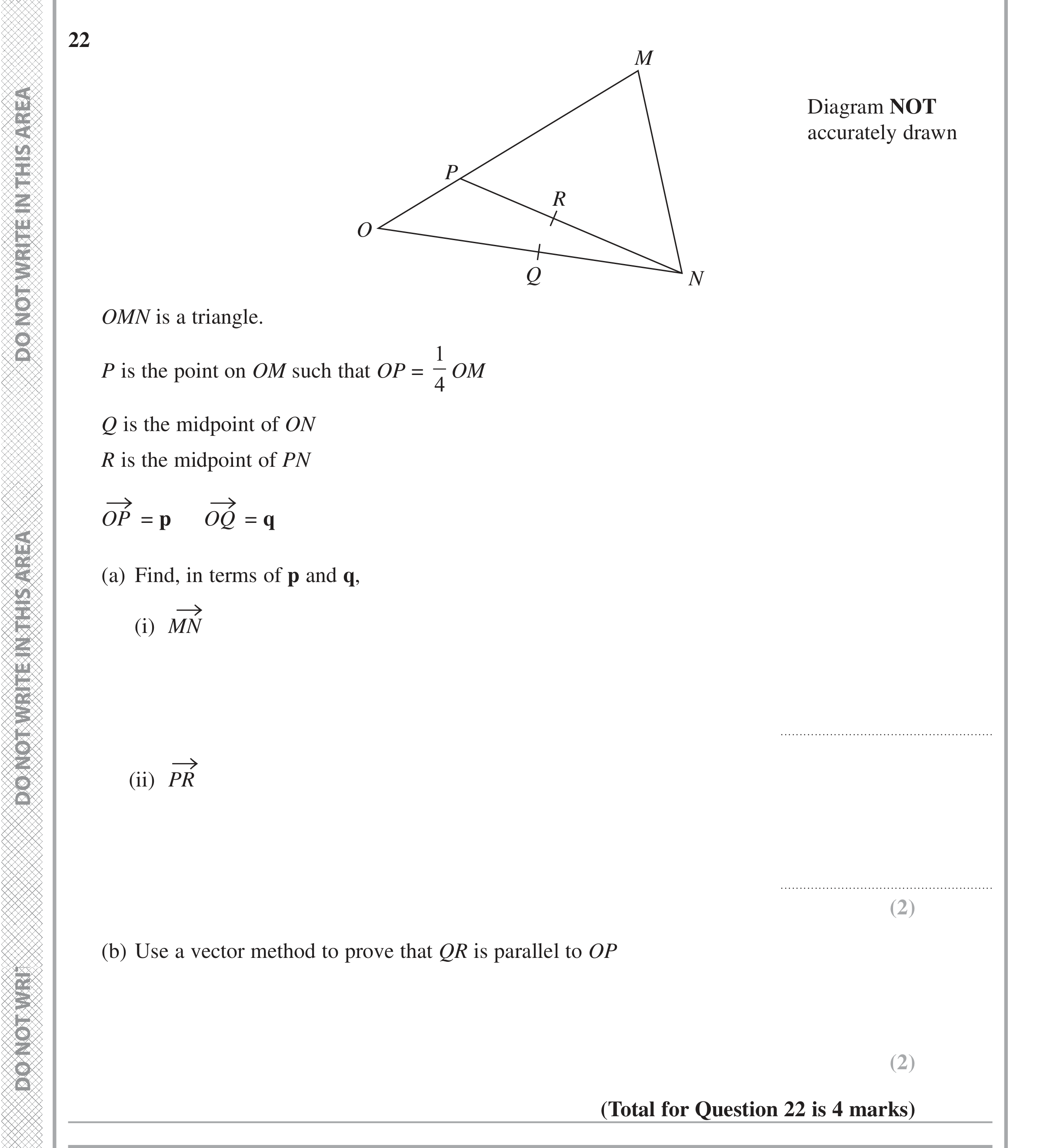 Question 22 — Vectors — Edexcel iGCSE June 2016