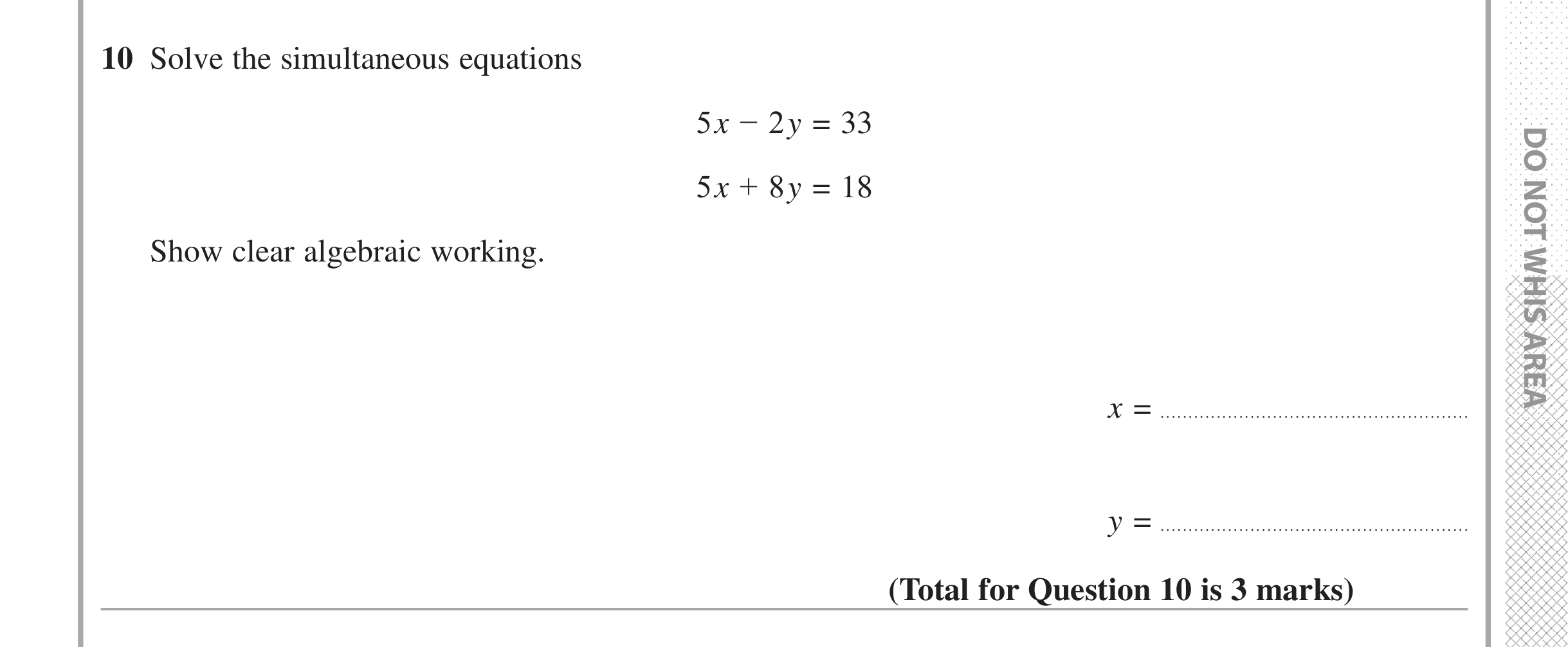 Question 10 — Coordinate Geometry — Edexcel iGCSE Jan 2017