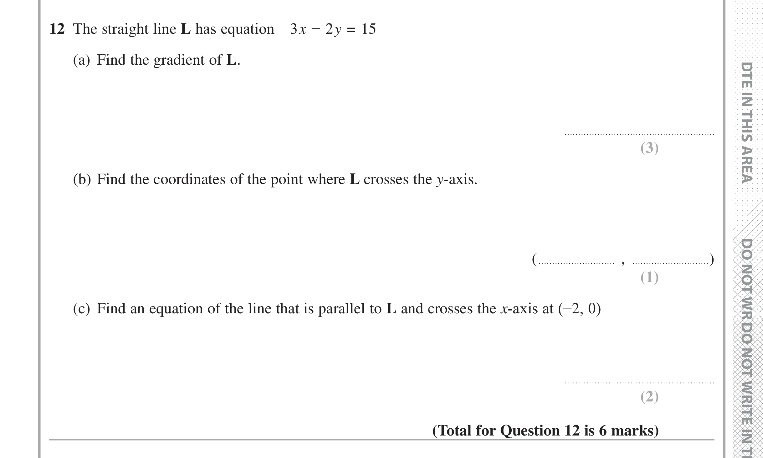 Question 12 — Coordinate Geometry — Edexcel iGCSE Jan 2017