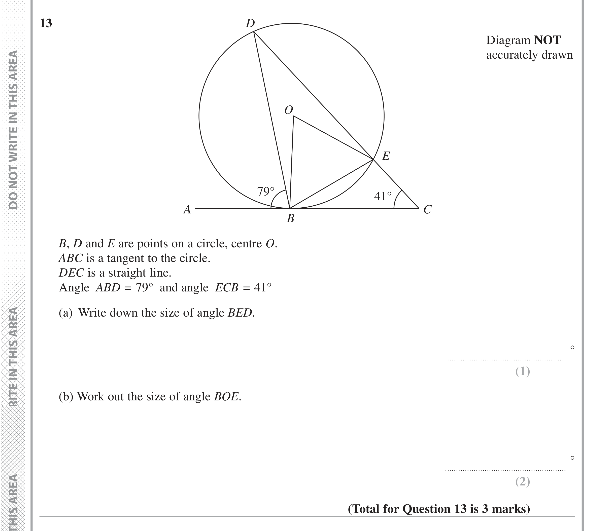 Question 13 — Circles — Edexcel iGCSE Jan 2017