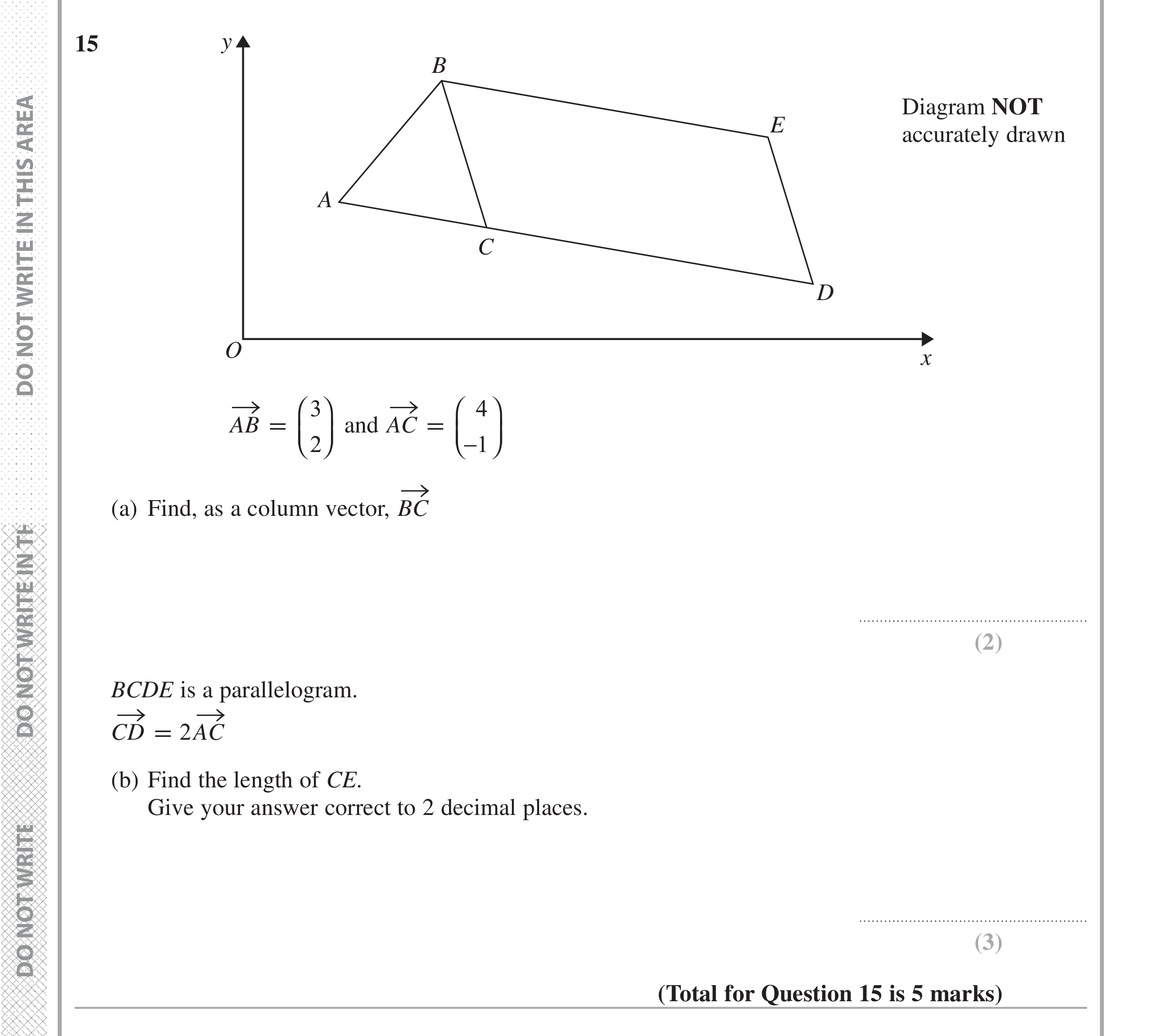 Question 15 — Vectors — Edexcel iGCSE Jan 2017