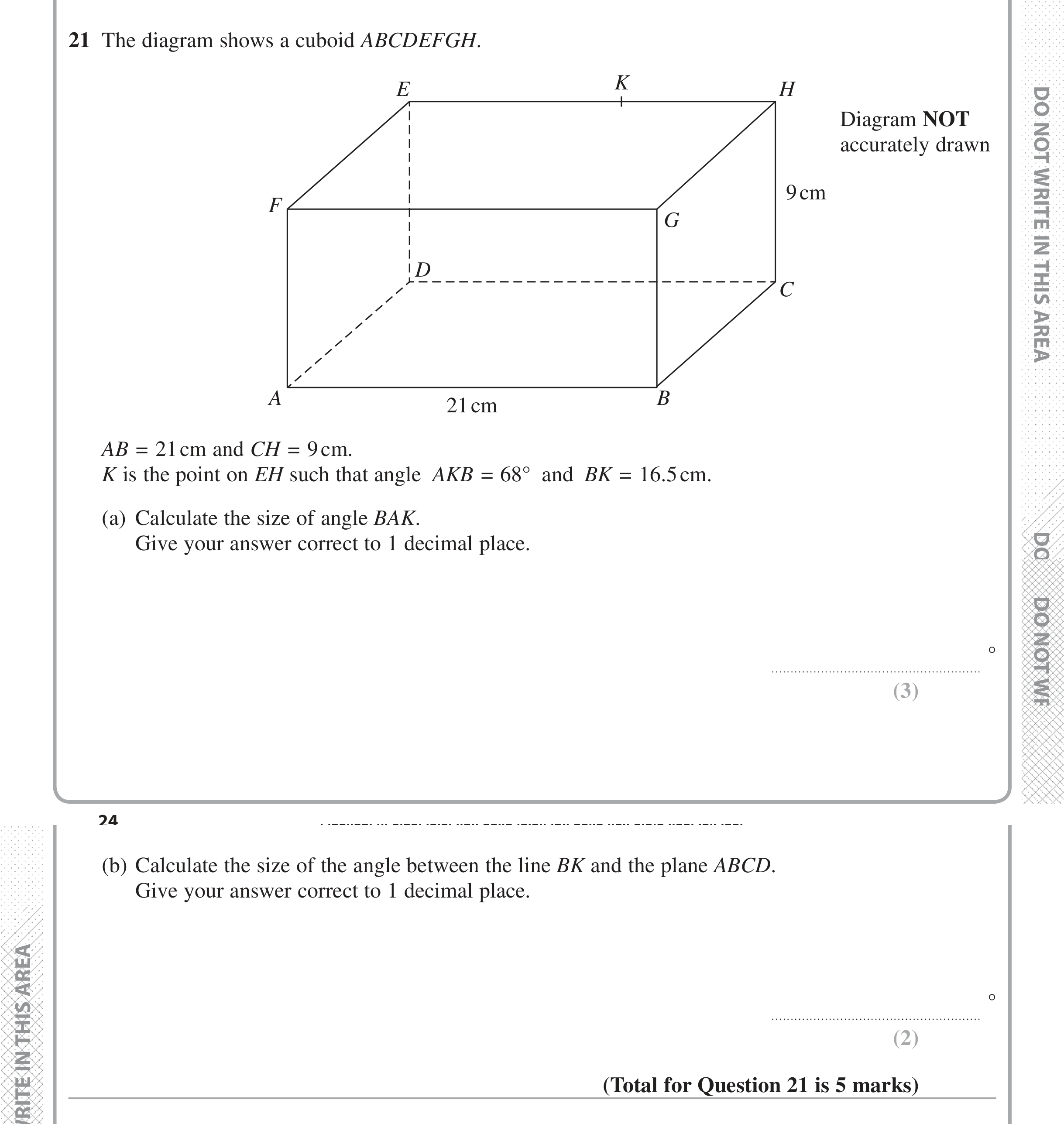Question 21 — Trig — Edexcel iGCSE Jan 2017