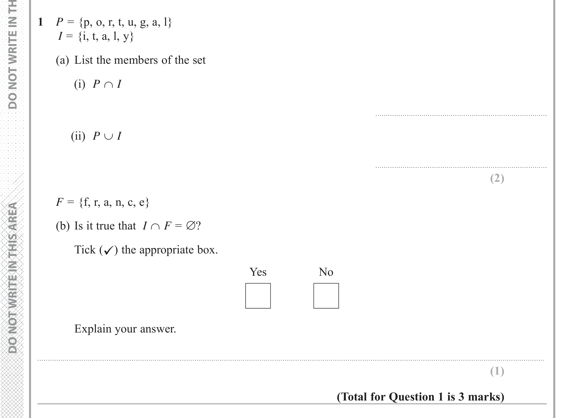 Question 1 — Venn Diagram — Edexcel iGCSE June 2017