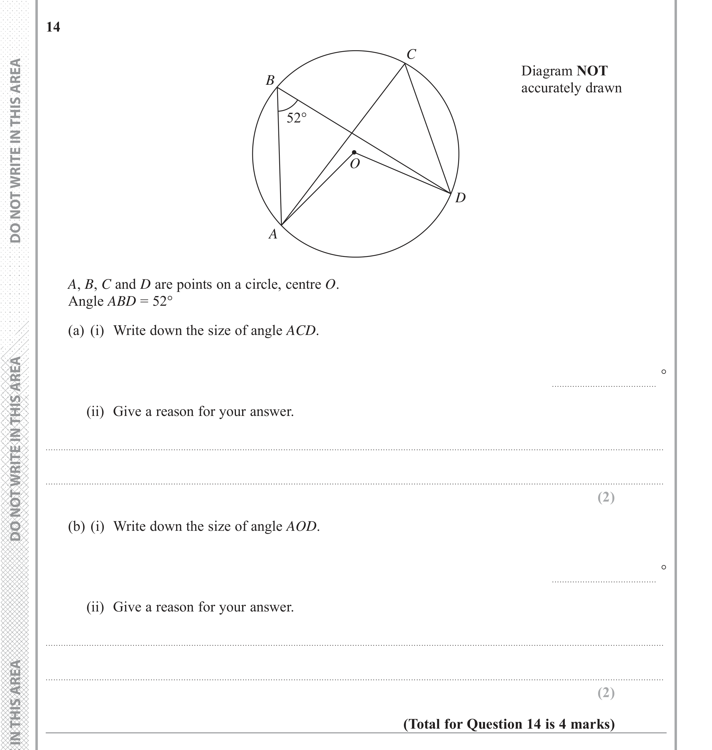 Question 14 — Circles — Edexcel iGCSE June 2017