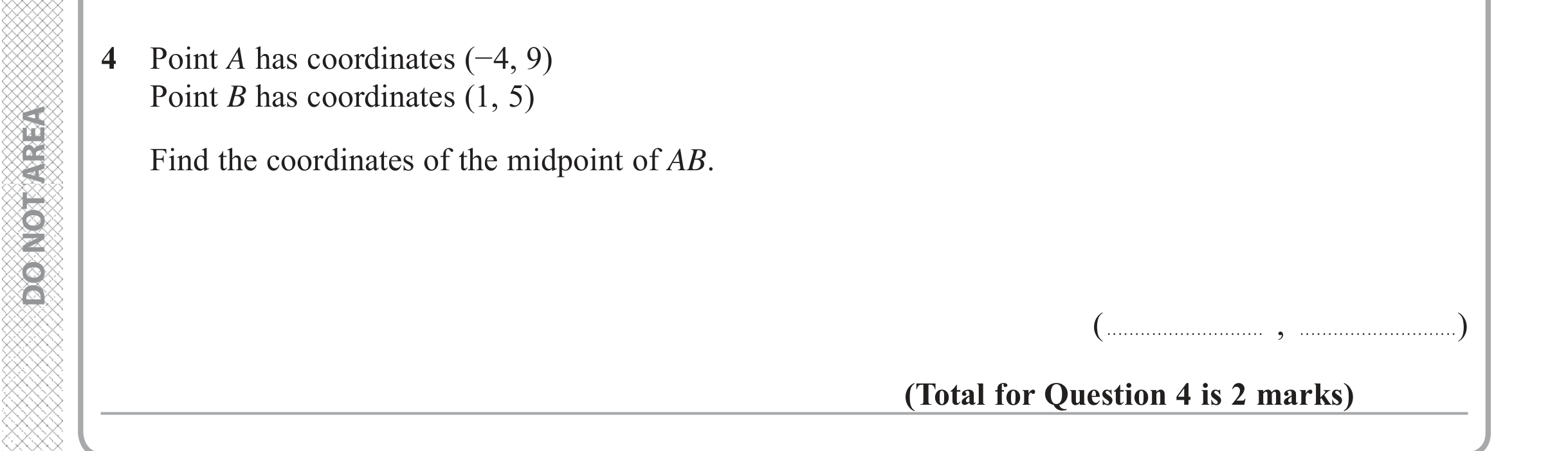 Question 4 — Coordinate Geometry — Edexcel iGCSE June 2017