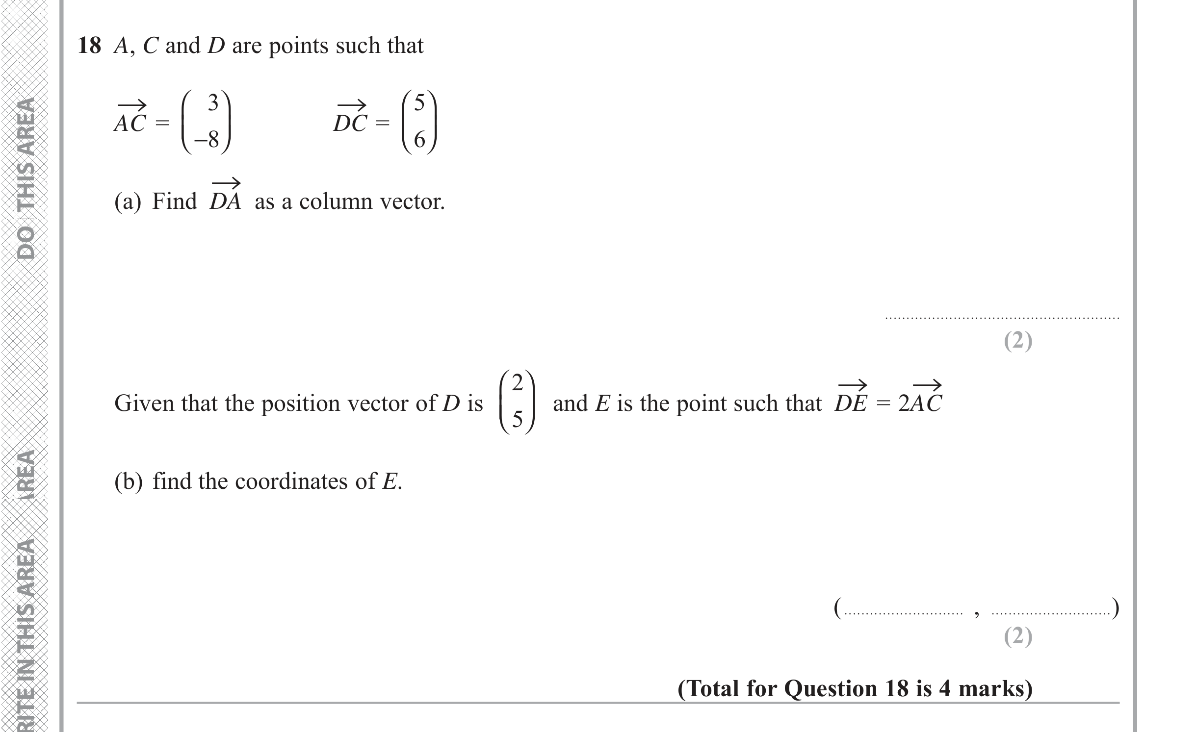 Question 18 — Vectors — Edexcel iGCSE Jan 2018