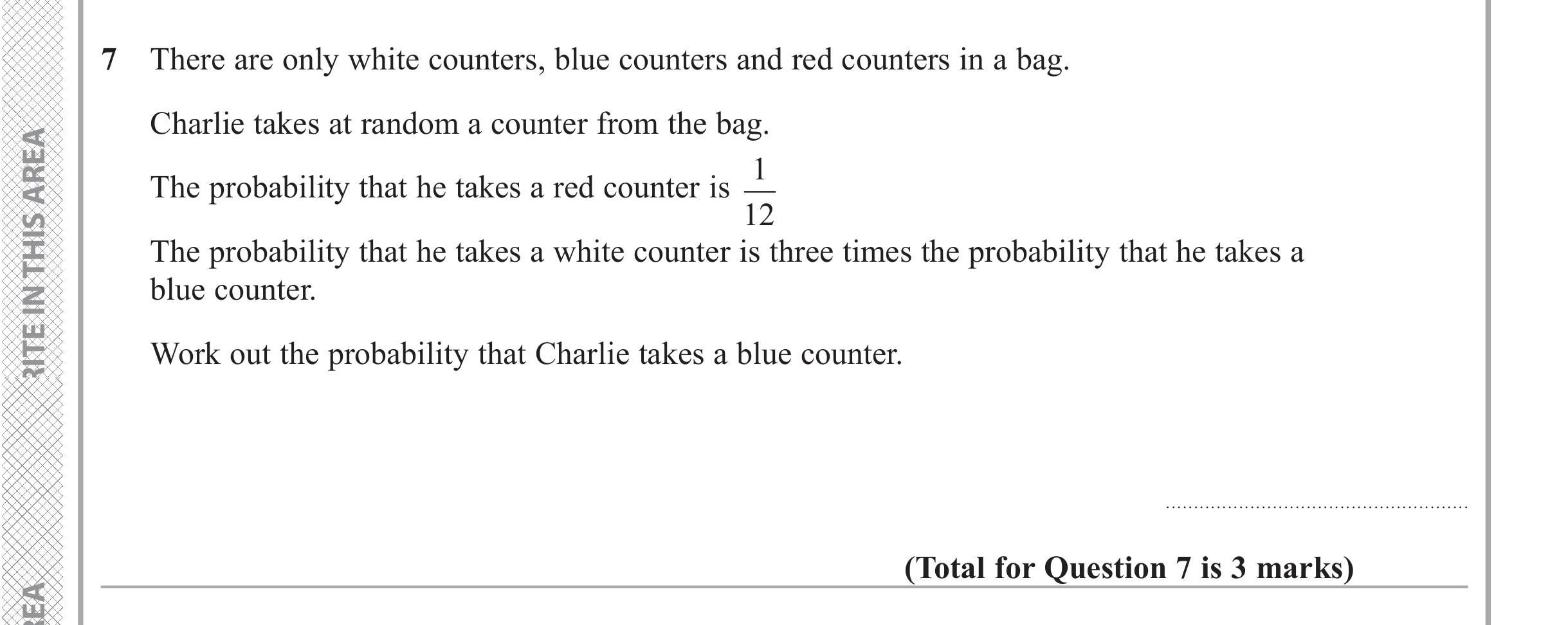 Question 7 — Probability — Edexcel iGCSE Jan 2018
