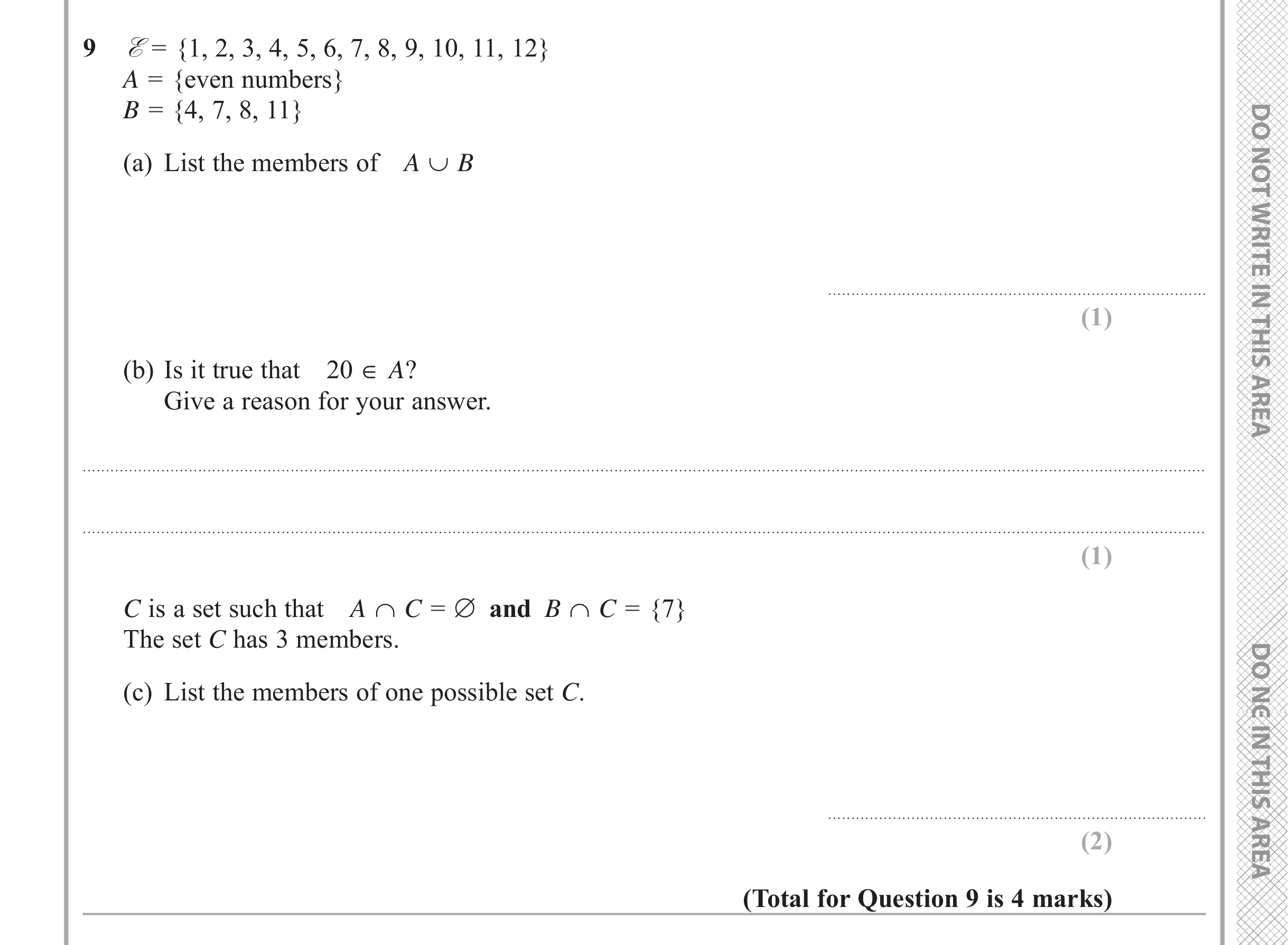 Question 9 — Venn Diagram — Edexcel iGCSE Jan 2018
