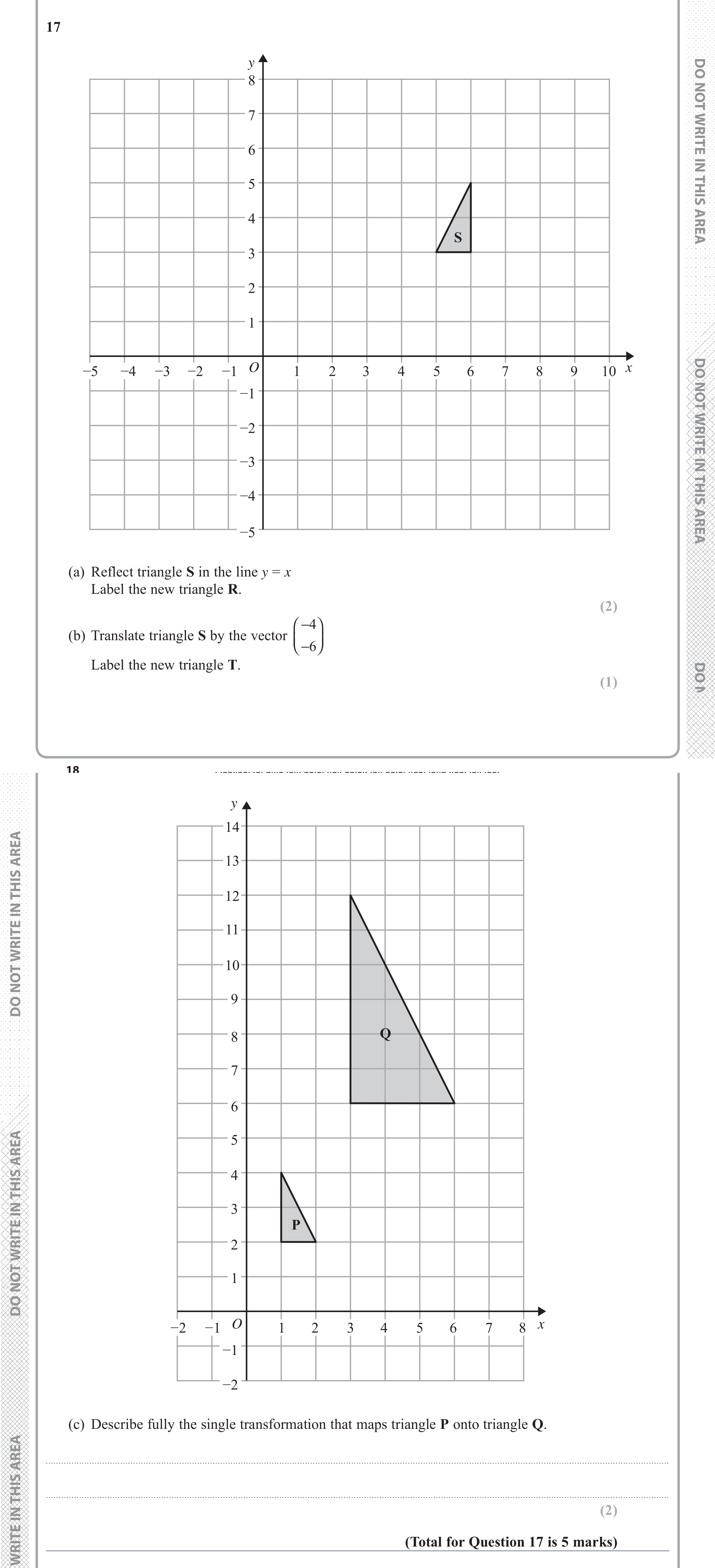 Question 17 — Rotations/Reflections/Translations/Enlargements — Edexcel iGCSE June 2018
