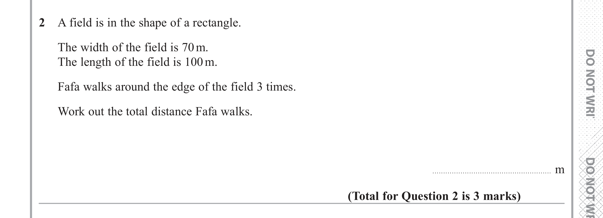 Question 2 — Perimeter and Area — Edexcel iGCSE June 2018