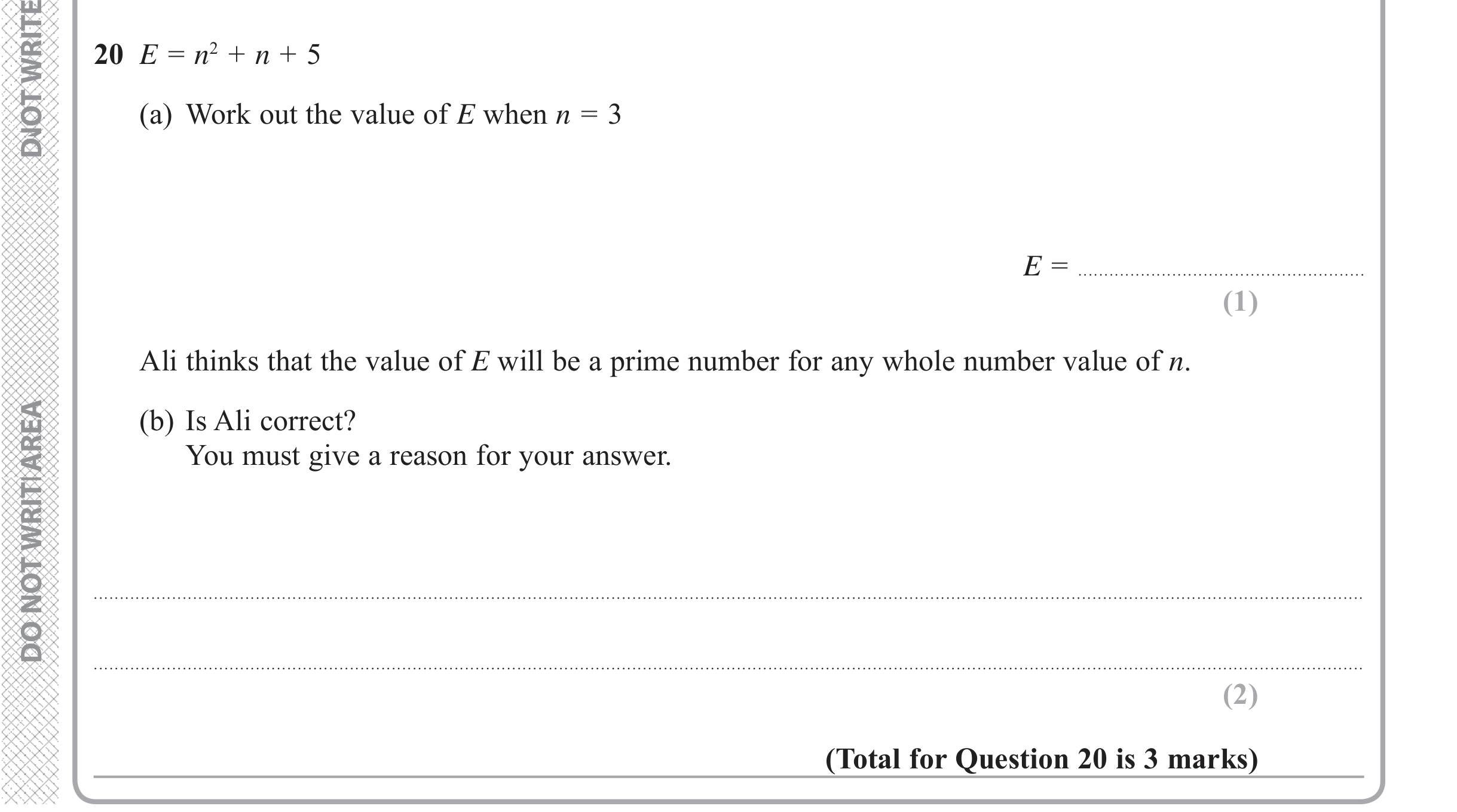 Question 20 — Formulae, Numbers — Edexcel iGCSE June 2018