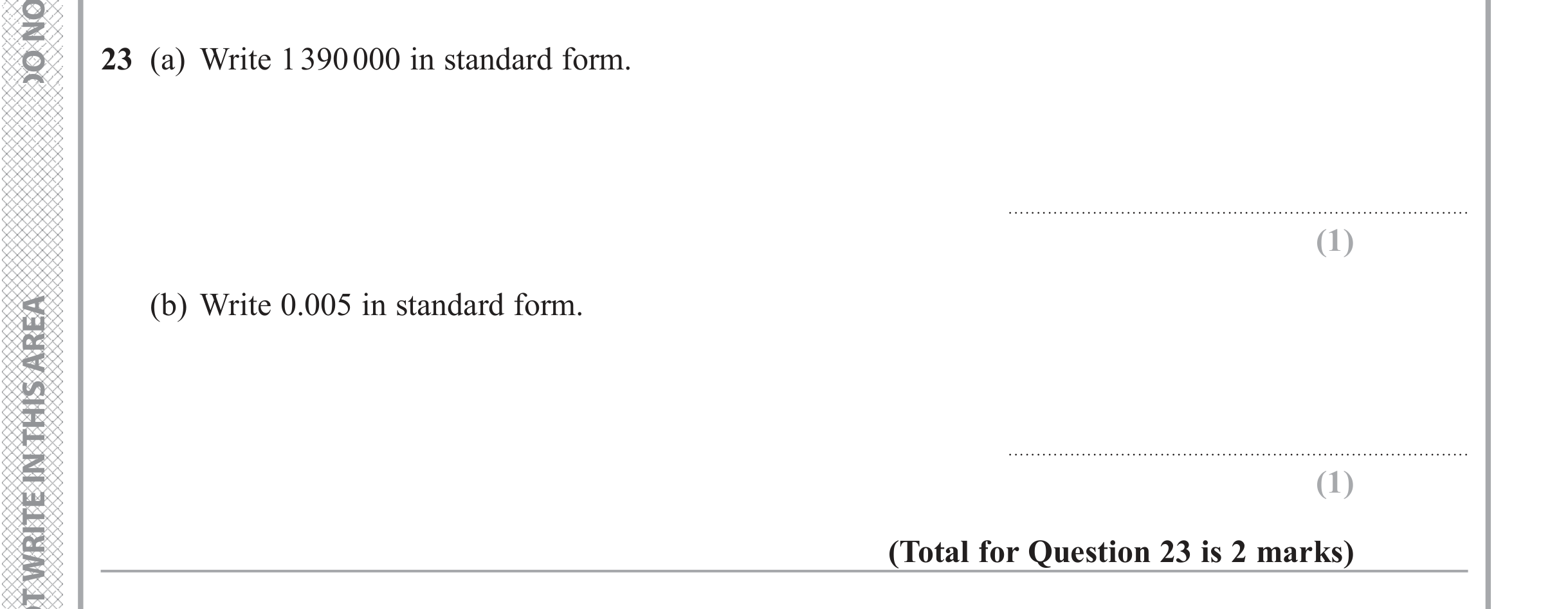 Question 23 — Standard Form — Edexcel iGCSE June 2018