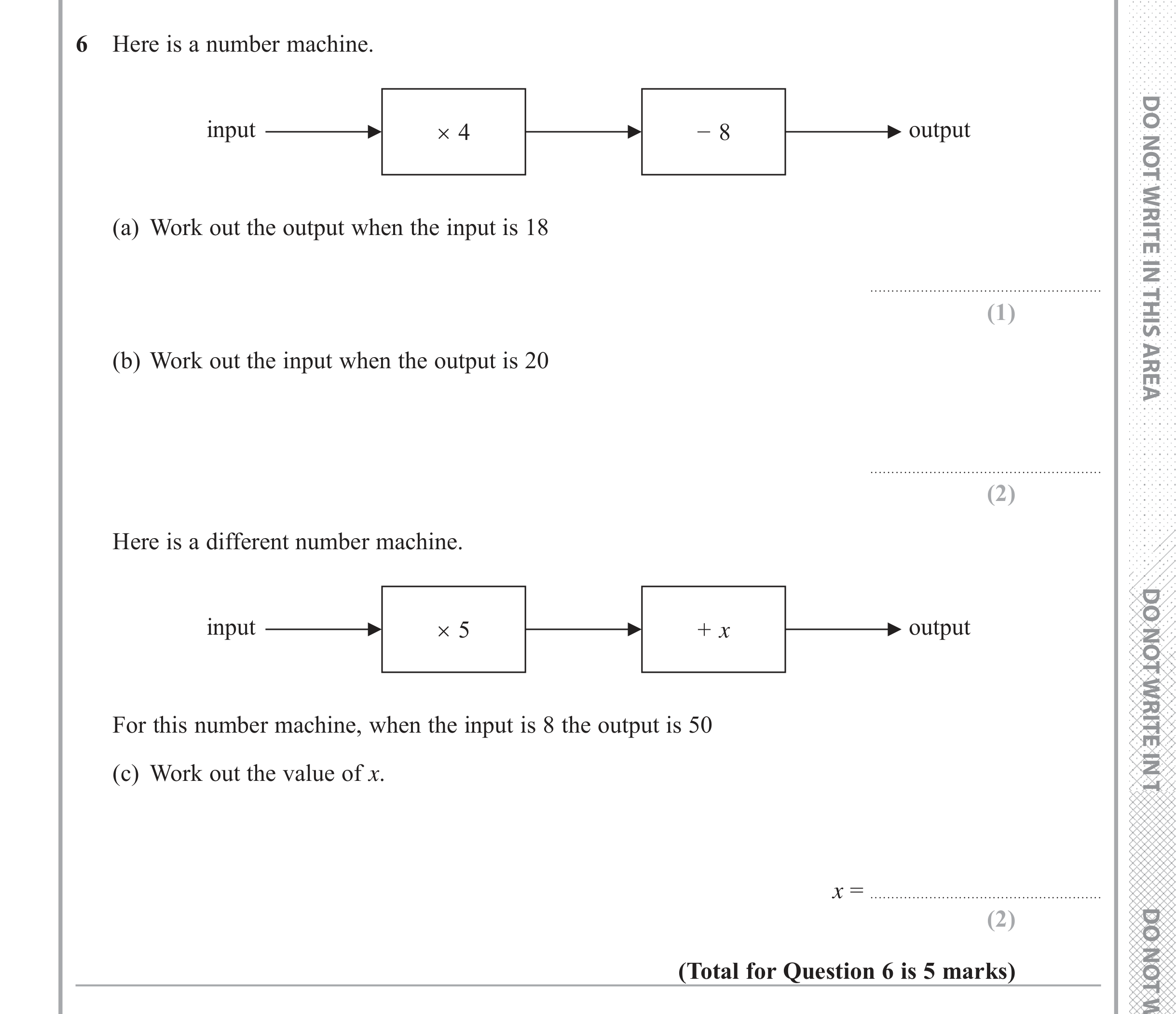 Question 6 — Functions — Edexcel iGCSE June 2018