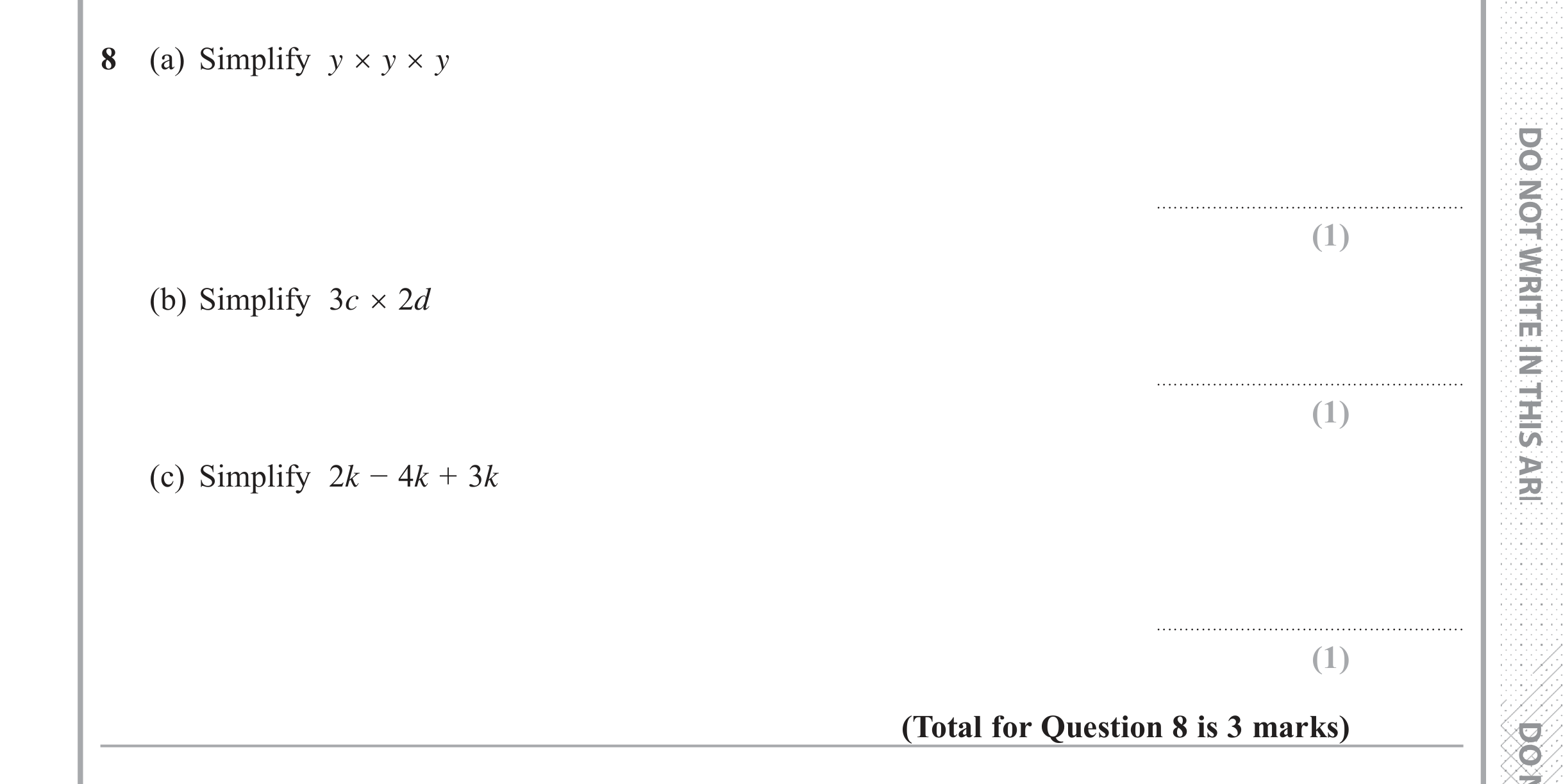 Question 8 — Factorise/Expand/Simplify — Edexcel iGCSE June 2018