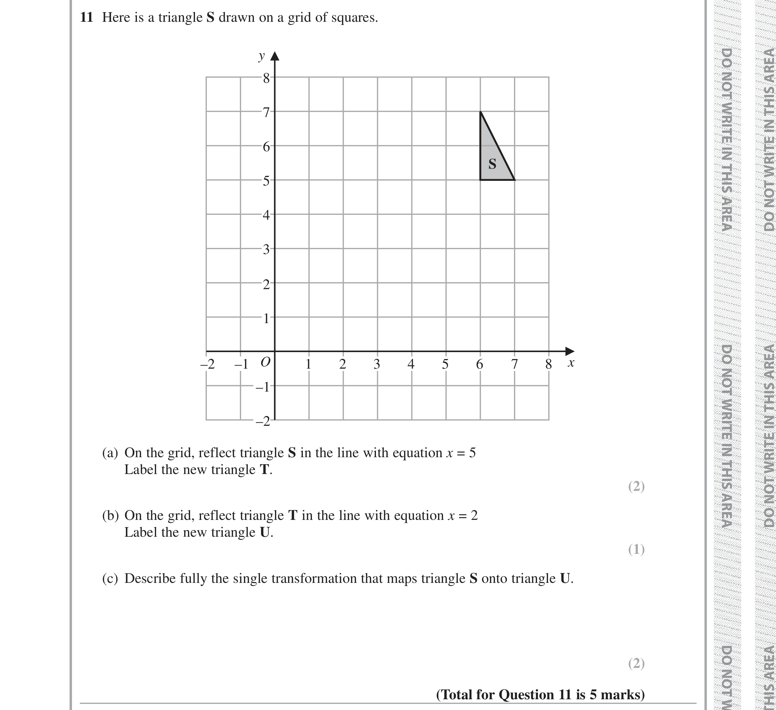 Question 11 — Rotations/Reflections/Translations/Enlargements — Edexcel iGCSE Jan 2019