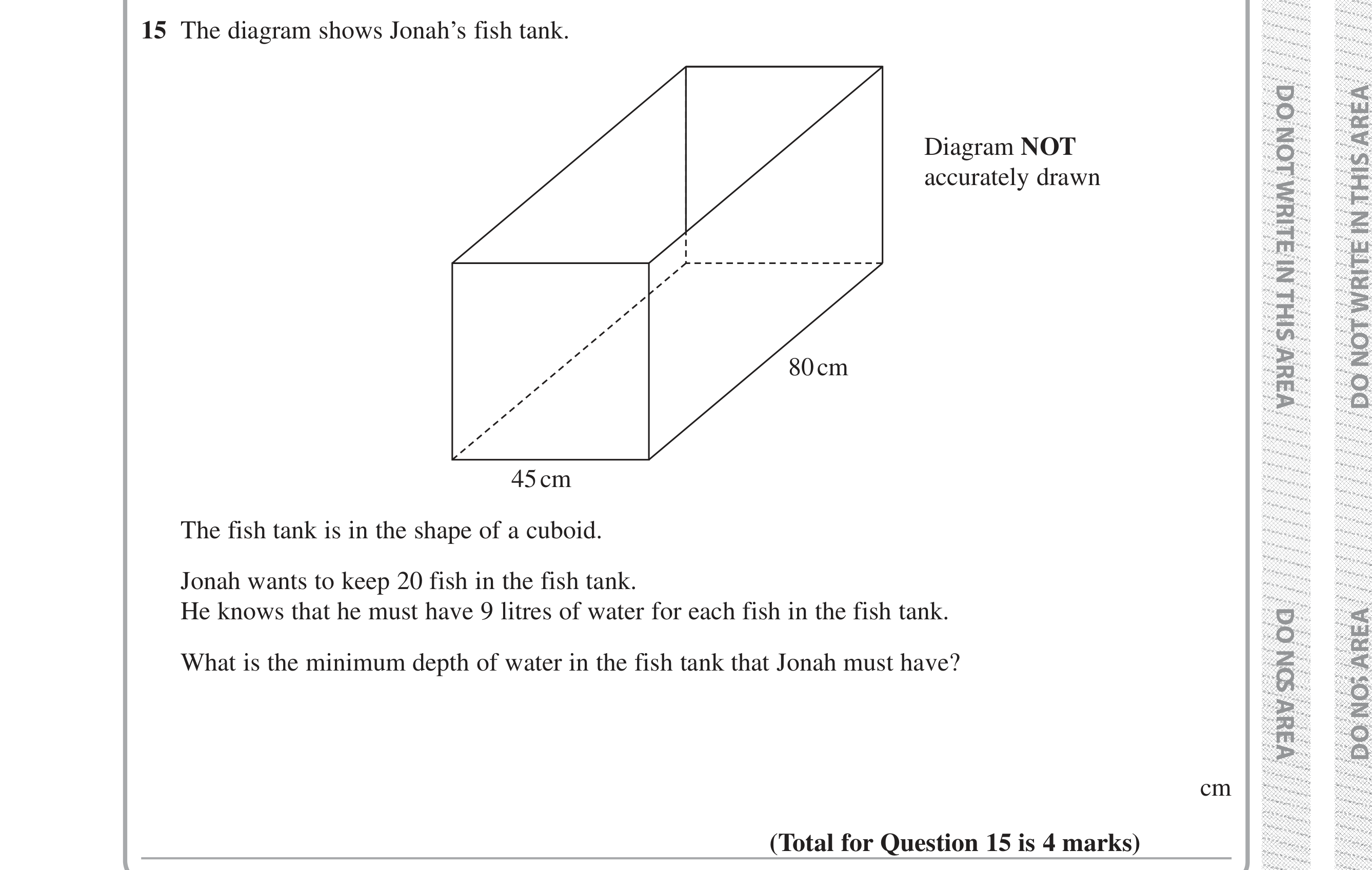 Question 15 — 3D Shapes and Volume — Edexcel iGCSE Jan 2019