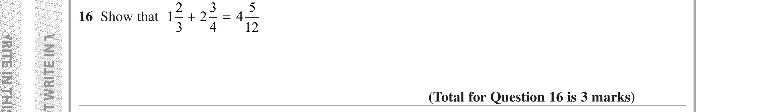Question 16 — Fractions — Edexcel iGCSE Jan 2019