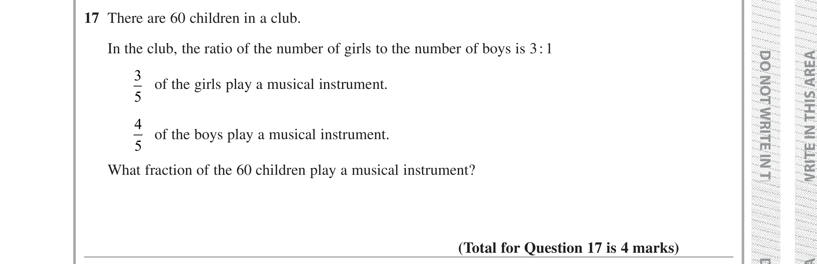 Question 17 — Ratios, Fractions — Edexcel iGCSE Jan 2019