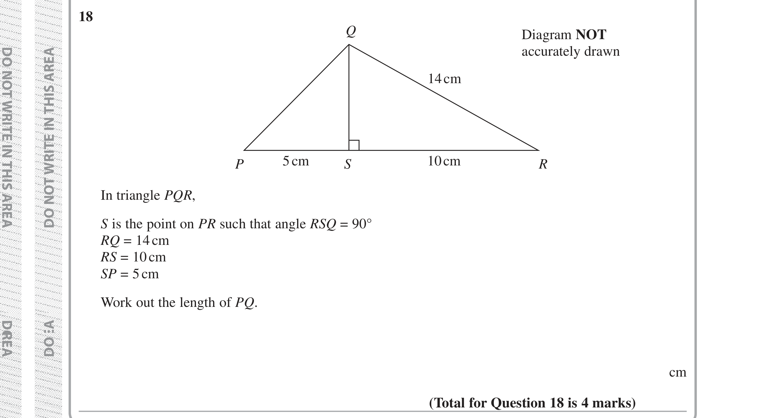 Question 18 — Pythagoras — Edexcel iGCSE Jan 2019
