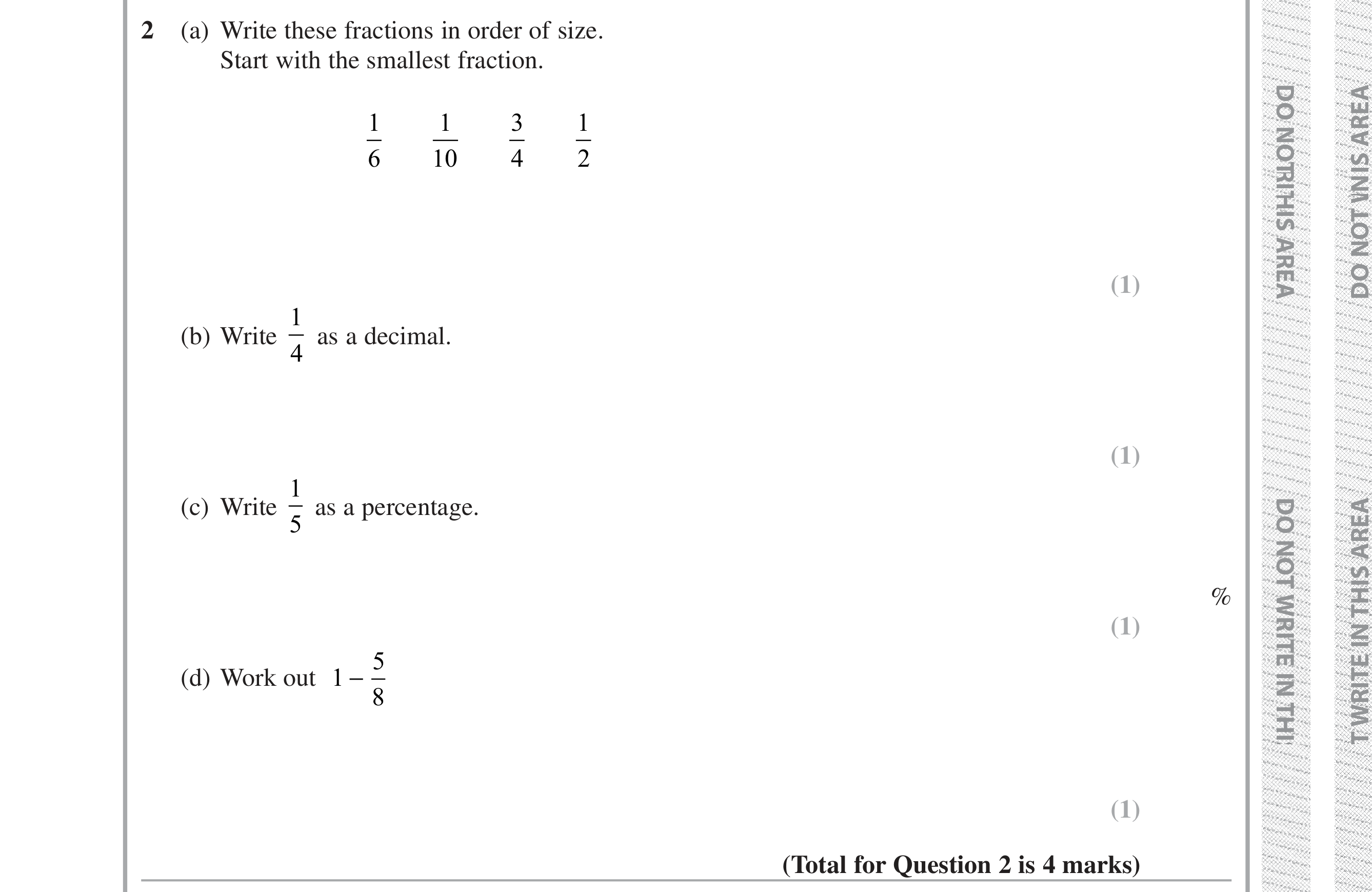 Question 2 — Fractions, Decimals, Percentages — Edexcel iGCSE Jan 2019