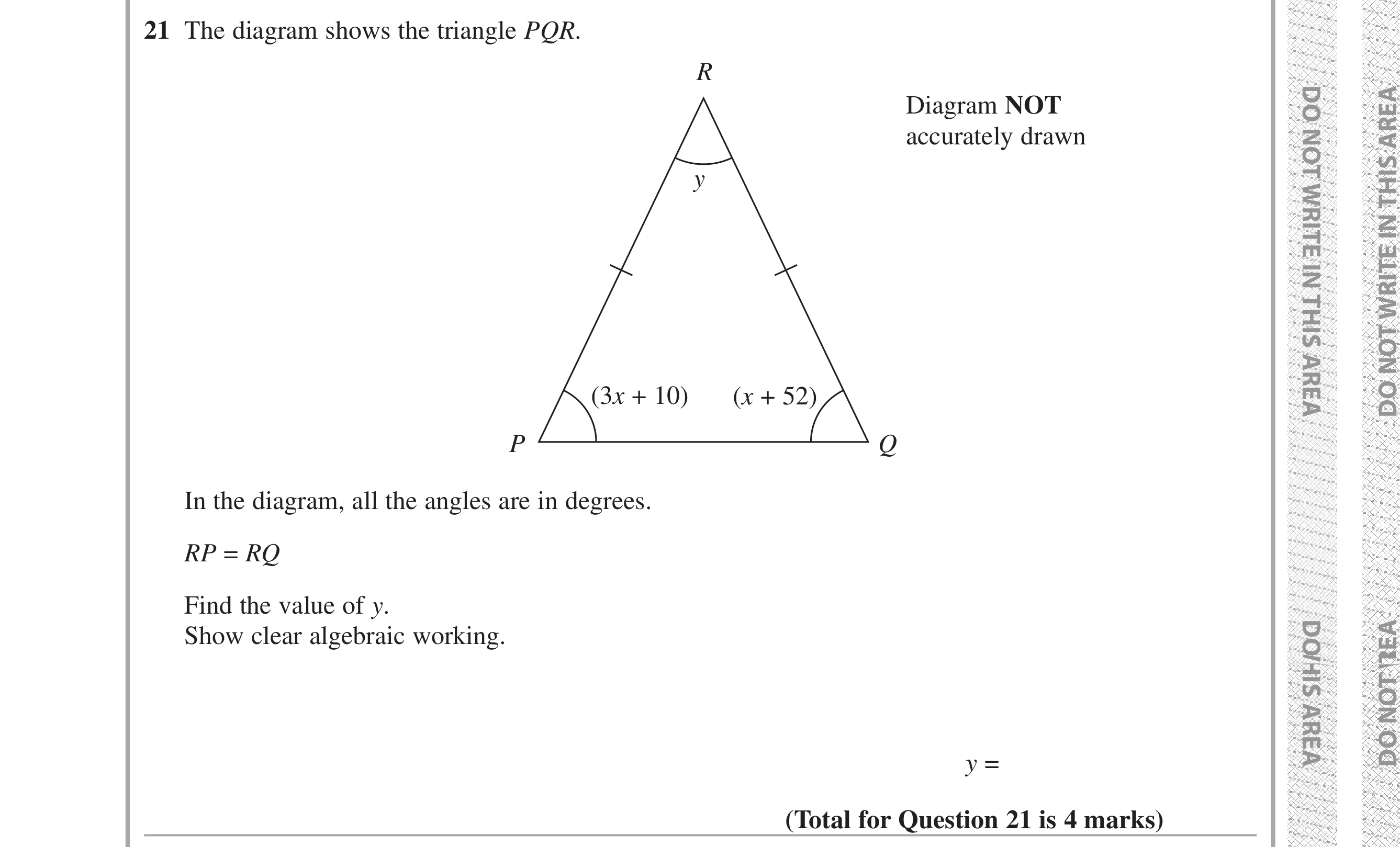 Question 21 — Angles — Edexcel iGCSE Jan 2019