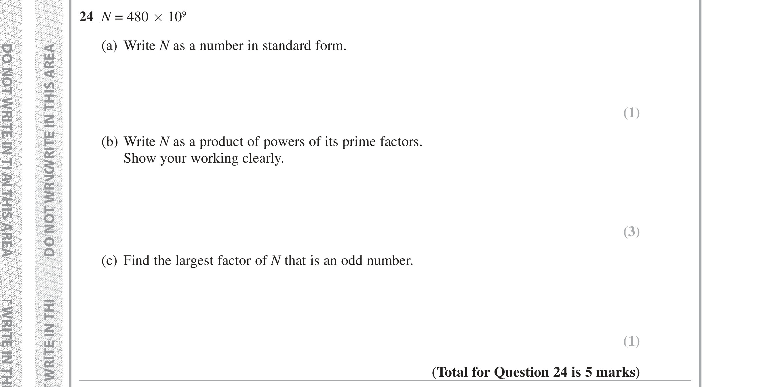 Question 24 — Standard Form, Prime Factors — Edexcel iGCSE Jan 2019