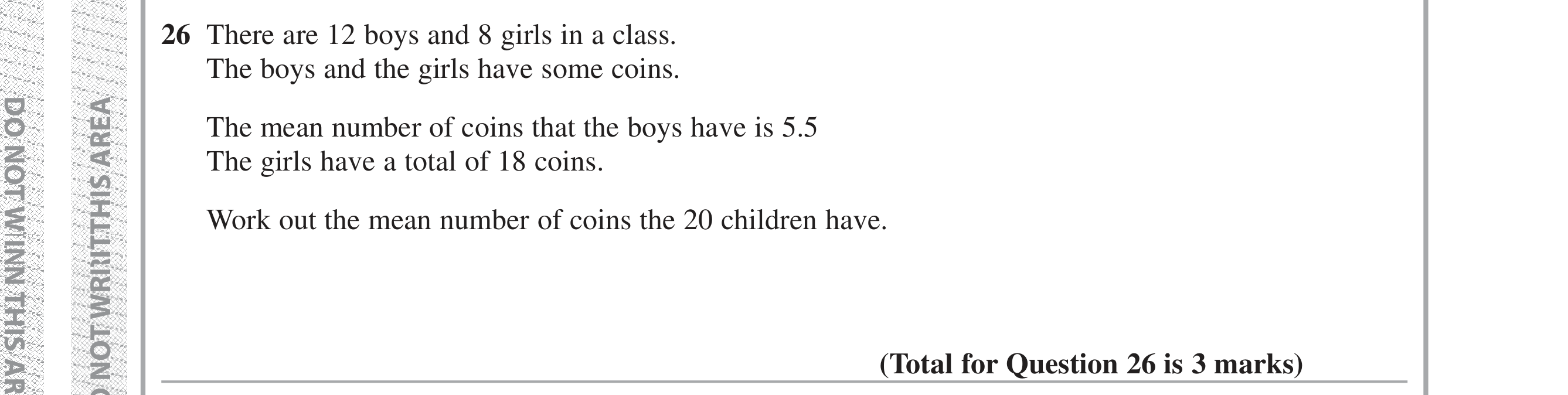 Question 26 — Mean/Median/Mode/Range — Edexcel iGCSE Jan 2019