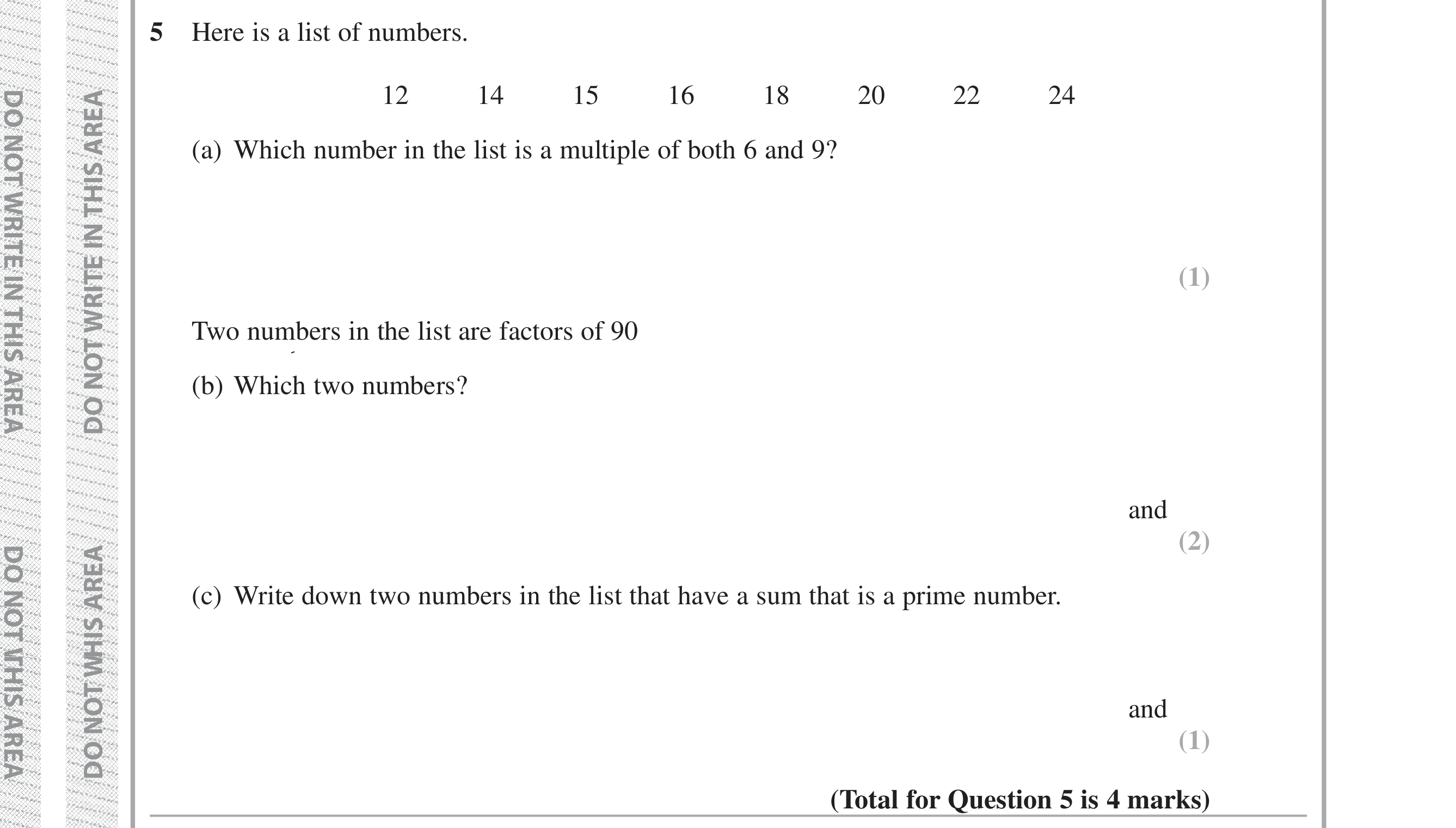 Question 5 — Numbers — Edexcel iGCSE Jan 2019