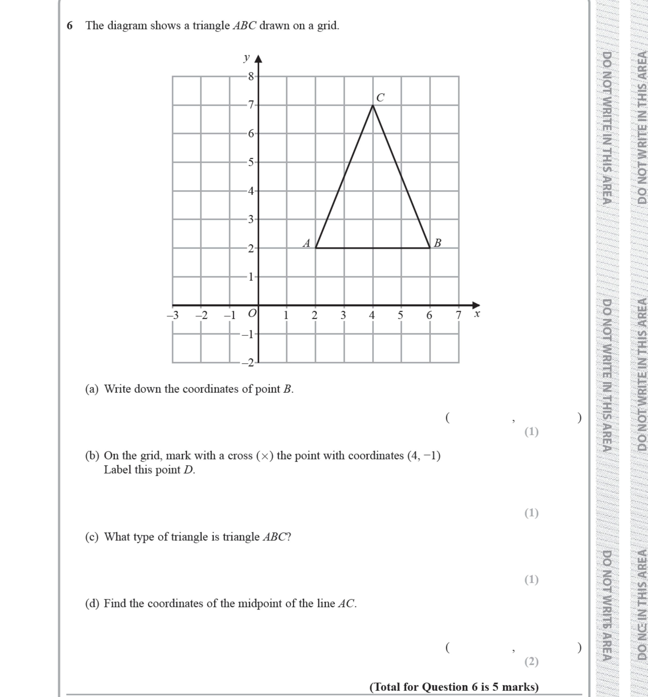 Question 6 — Coordinates, Midpoints, Polygons — Edexcel iGCSE Jan 2019