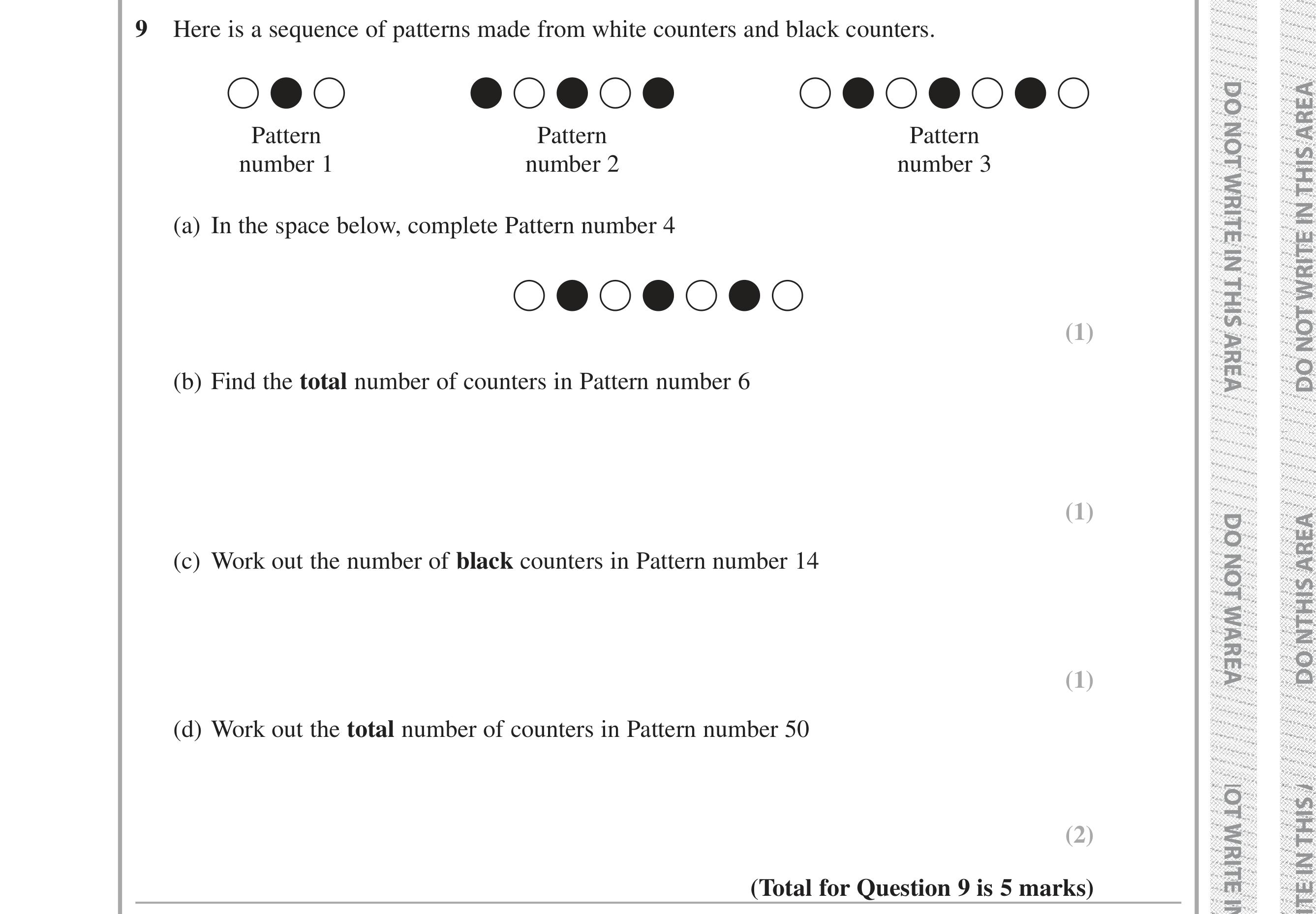Question 9 — Sequences — Edexcel iGCSE Jan 2019