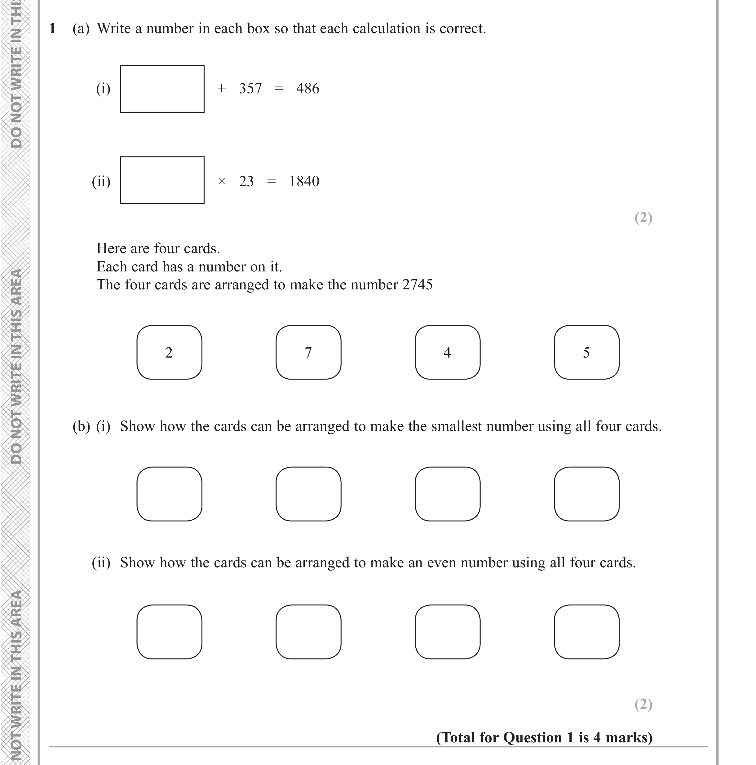 Question 1 — Numbers, Place Value — Edexcel iGCSE June 2019
