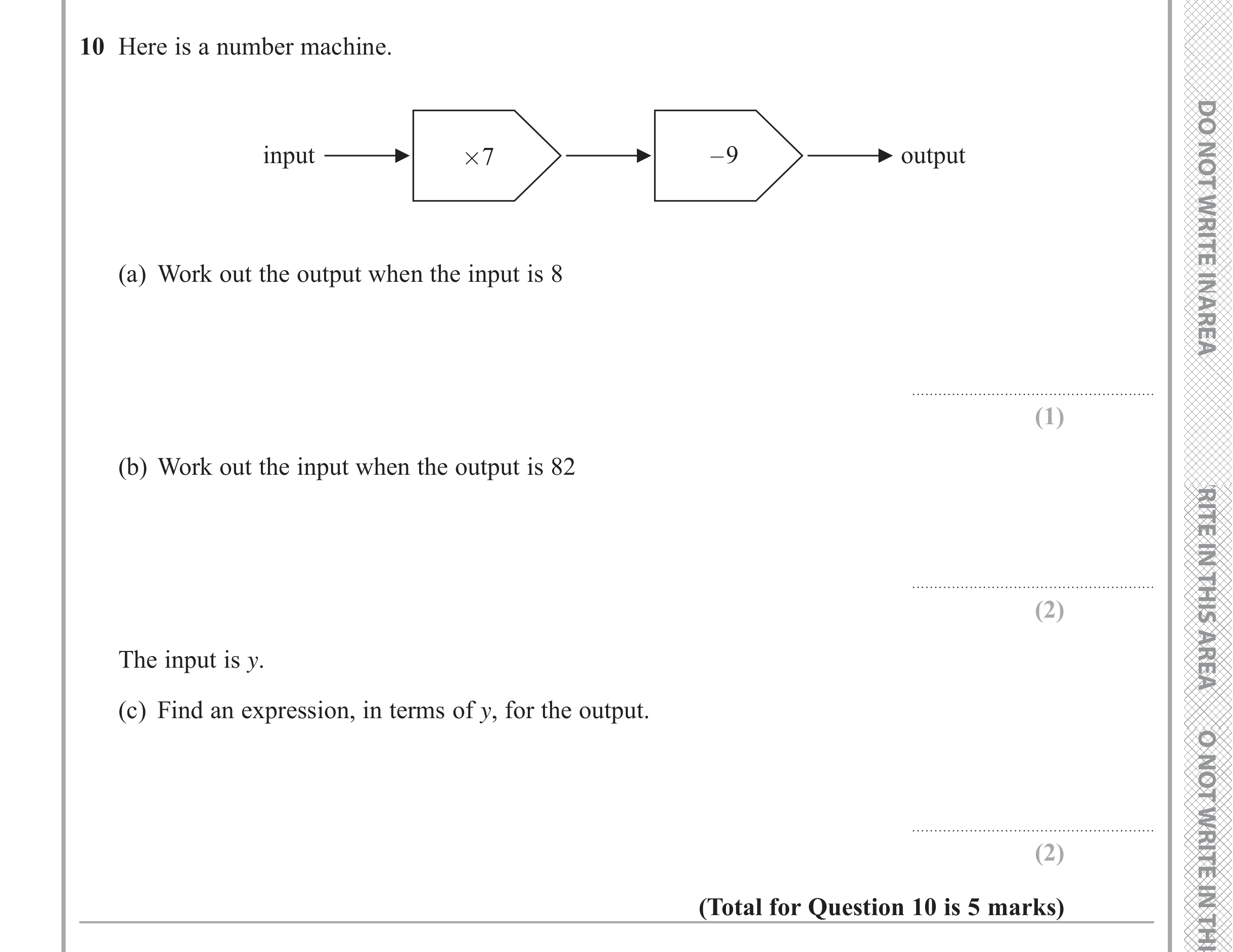 Question 10 — Functions — Edexcel iGCSE June 2019