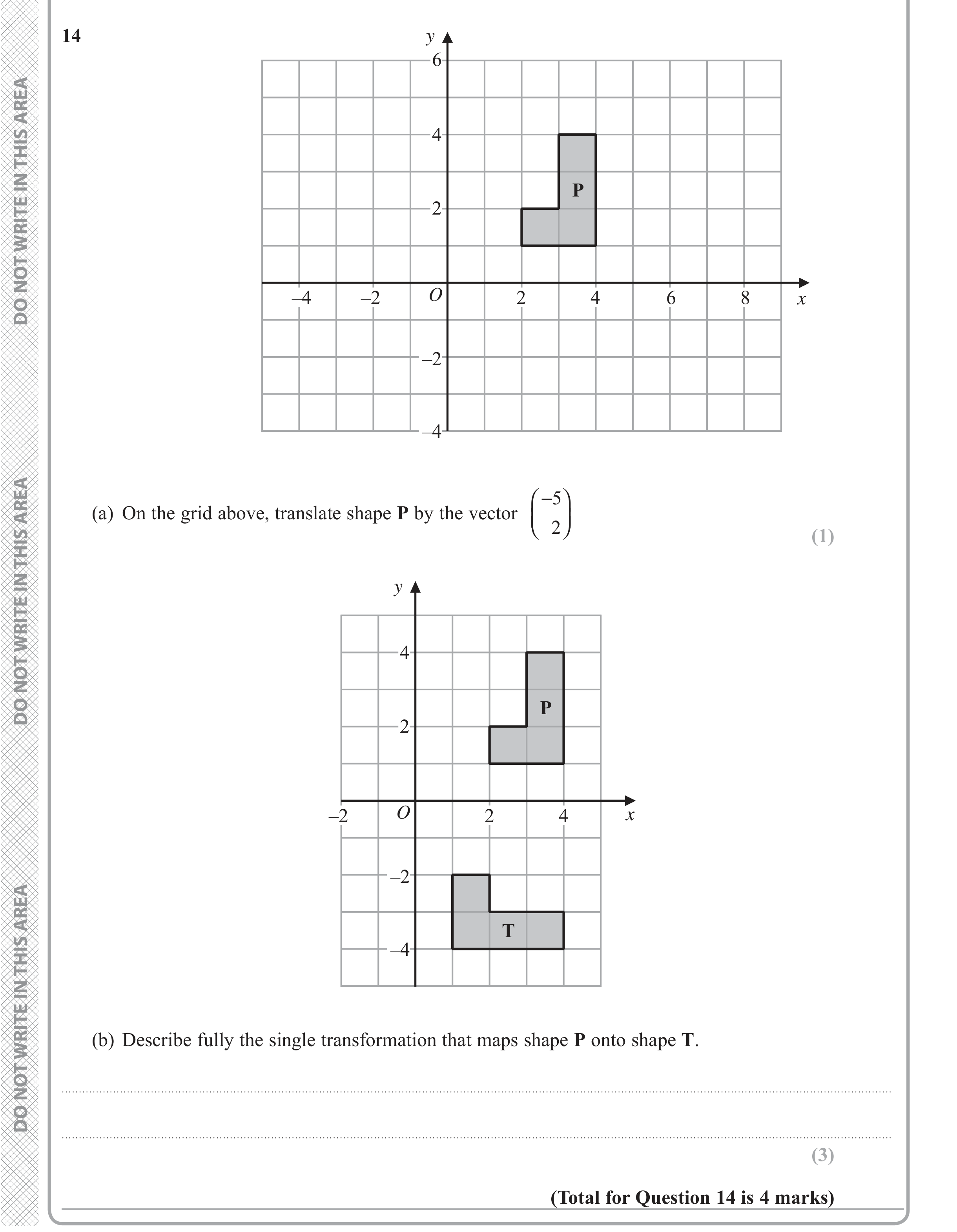 Question 14 — Rotations/Reflections/Translations/Enlargements — Edexcel iGCSE June 2019