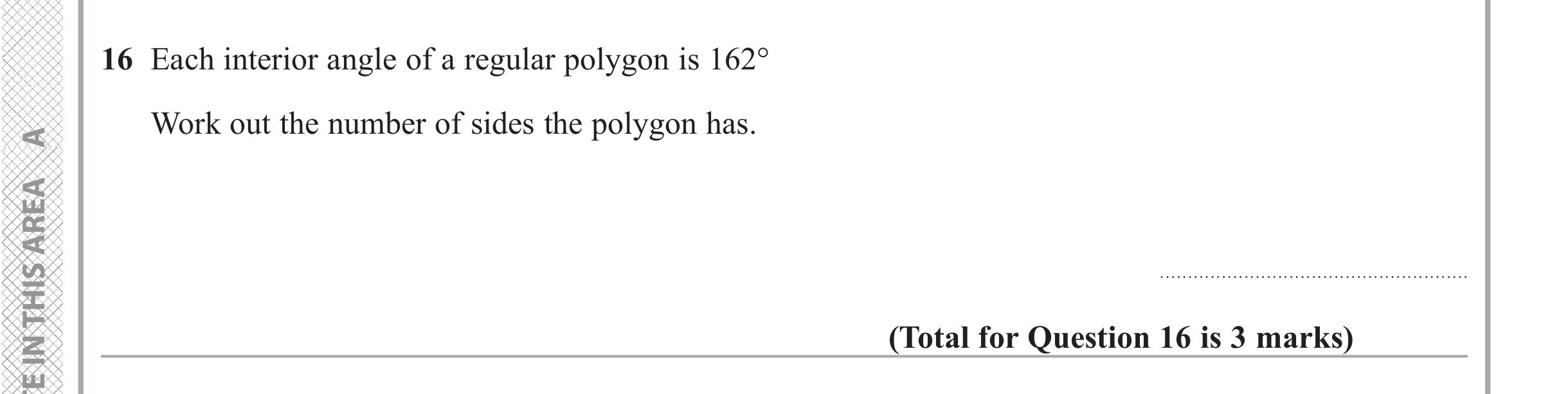 Question 16 — Angles — Edexcel iGCSE June 2019