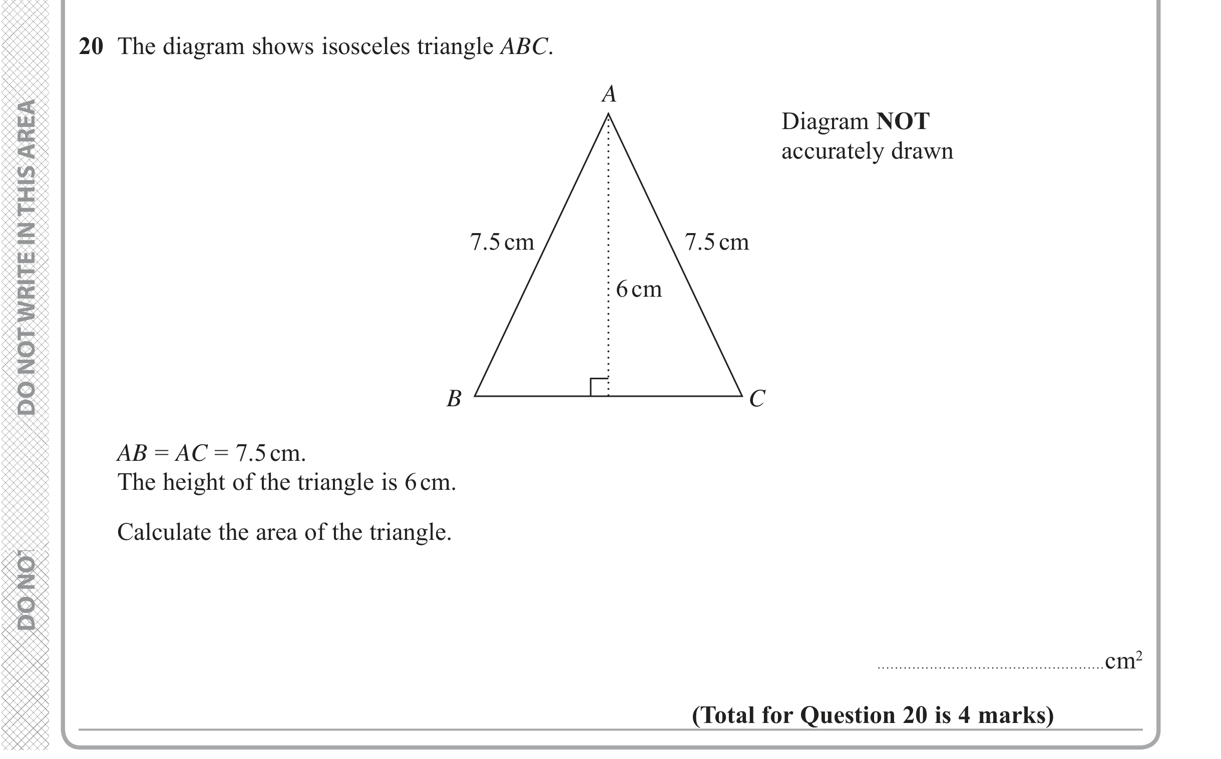 Question 20 — Triangles, Pythagoras — Edexcel iGCSE June 2019