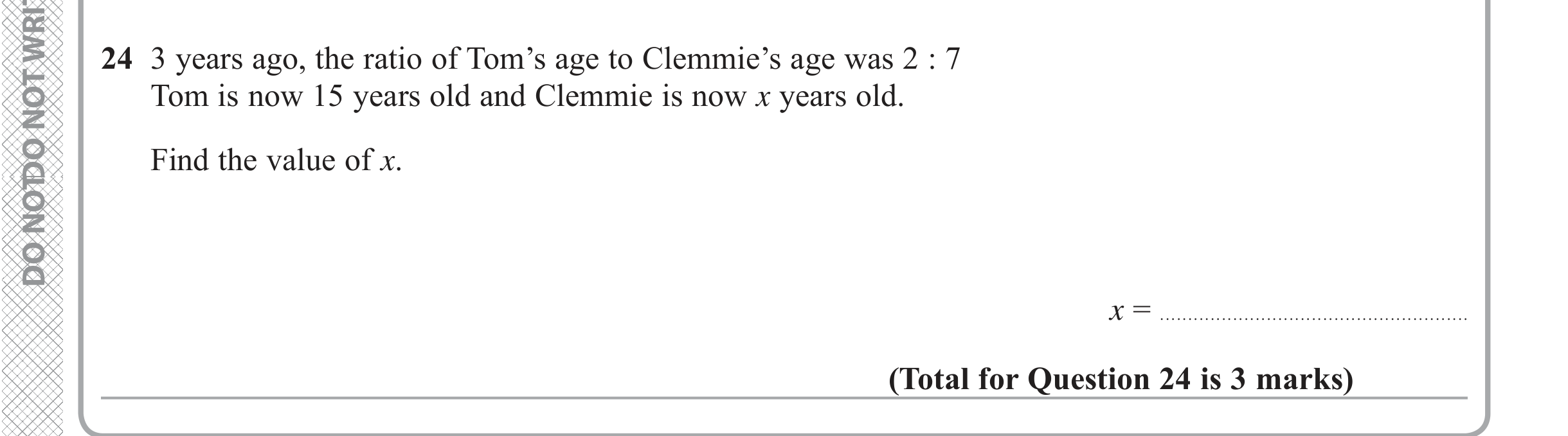 Question 24 — Ratios — Edexcel iGCSE June 2019