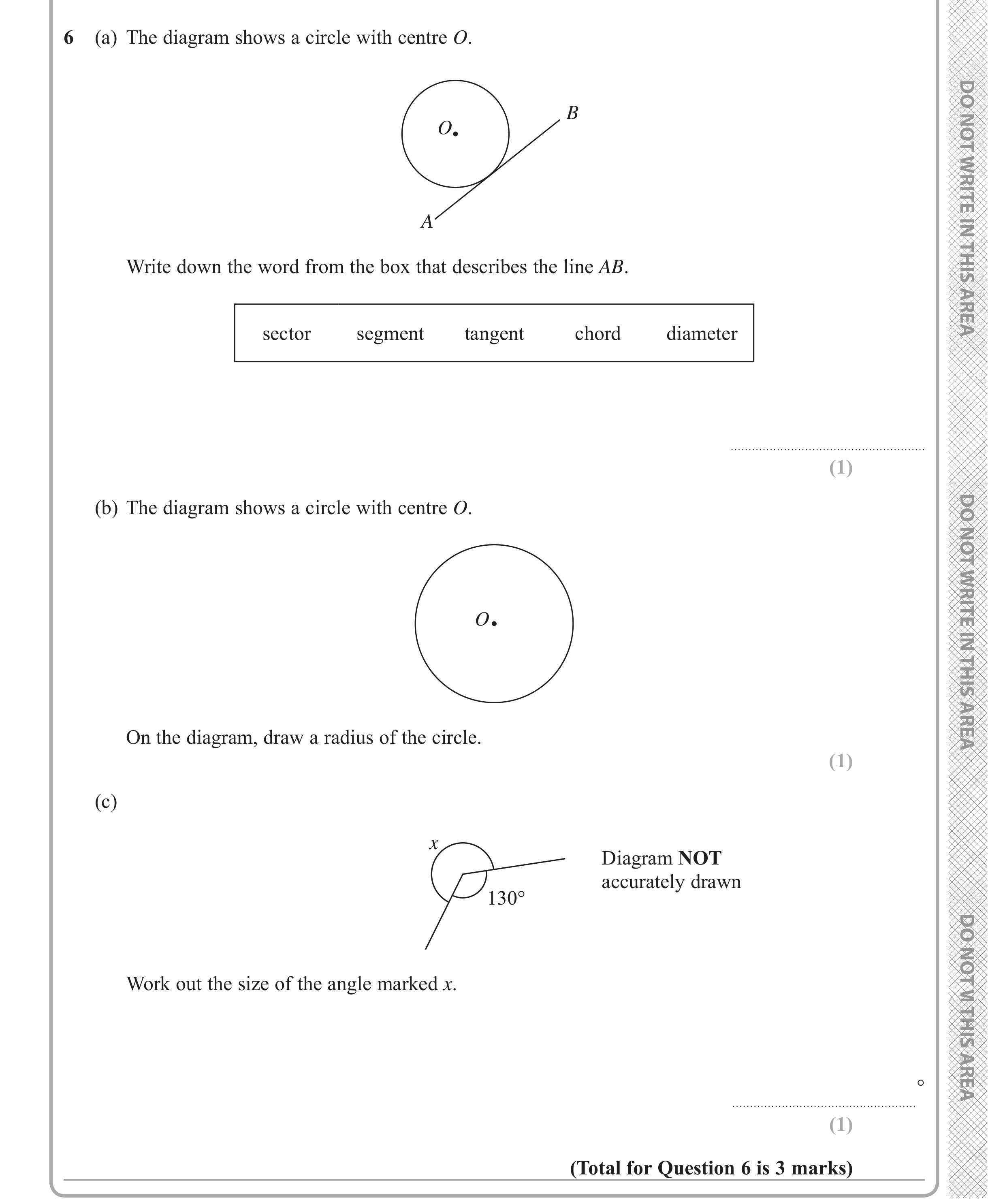 Question 6 — Circles, Angles — Edexcel iGCSE June 2019