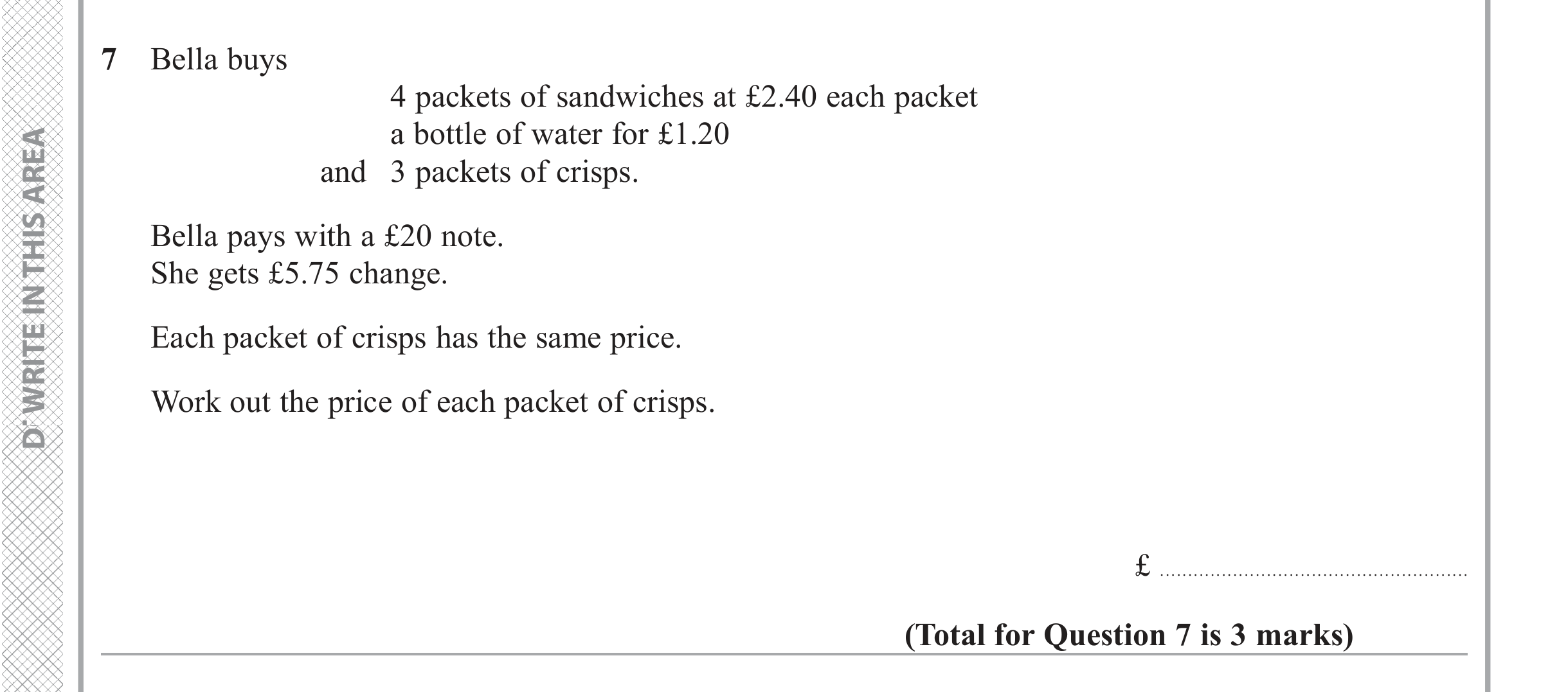 Question 7 — Money Problems — Edexcel iGCSE June 2019