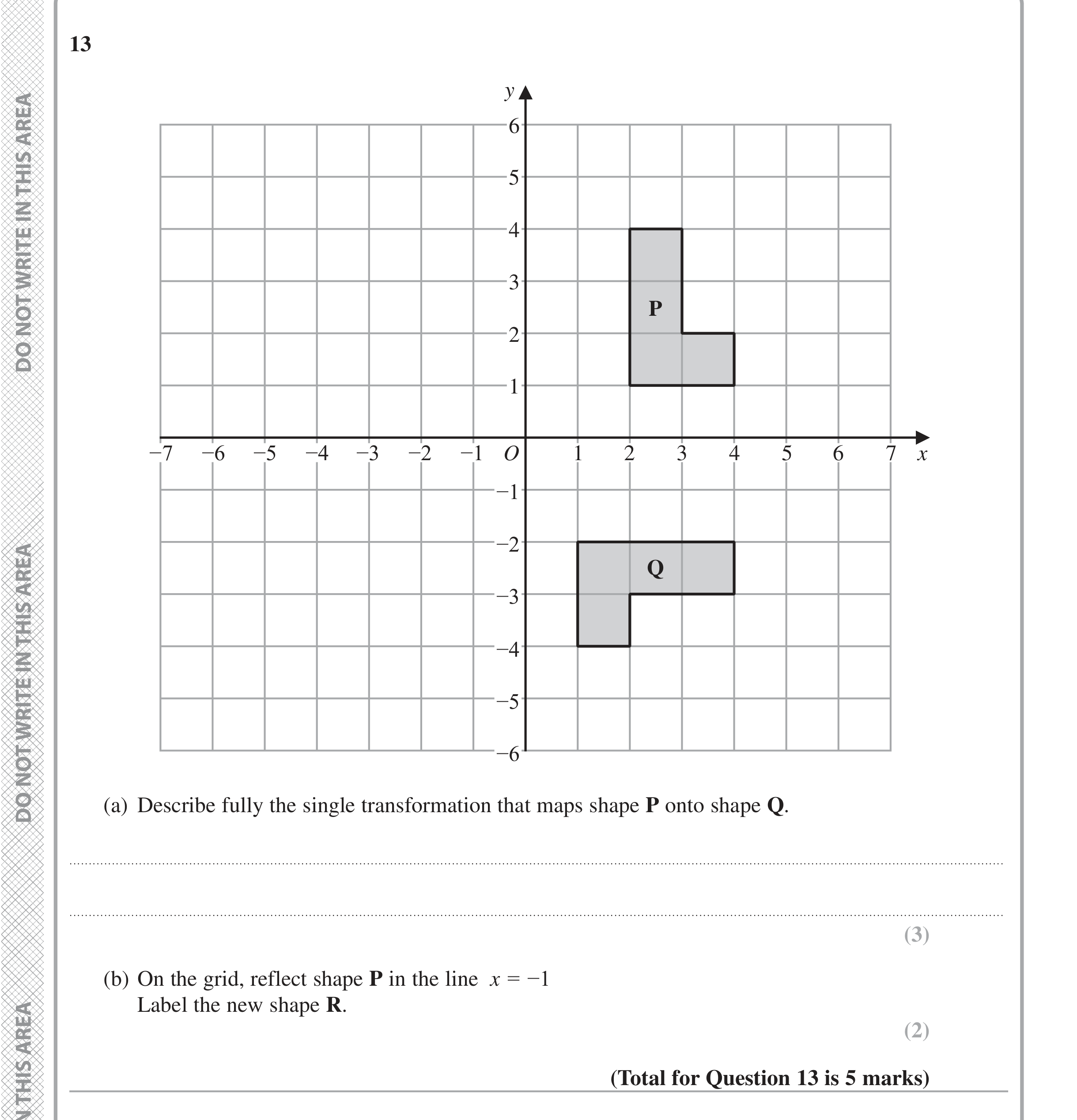 Question 13 — Rotations/Reflections/Translations/Enlargements — Edexcel iGCSE Jan 2020
