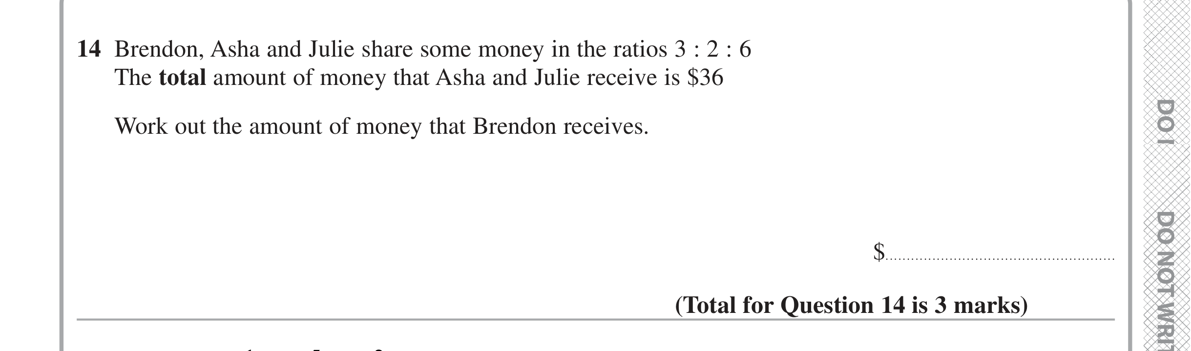Question 14 — Ratios — Edexcel iGCSE Jan 2020