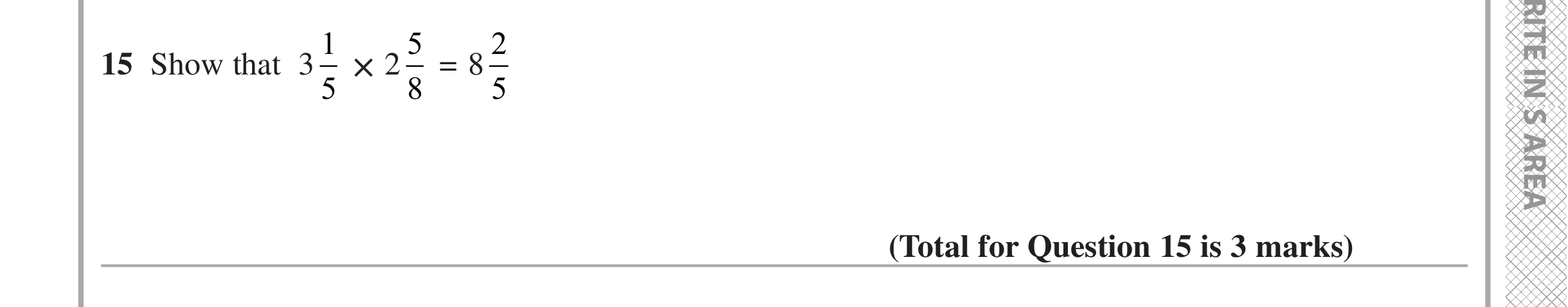 Question 15 — Fractions — Edexcel iGCSE Jan 2020