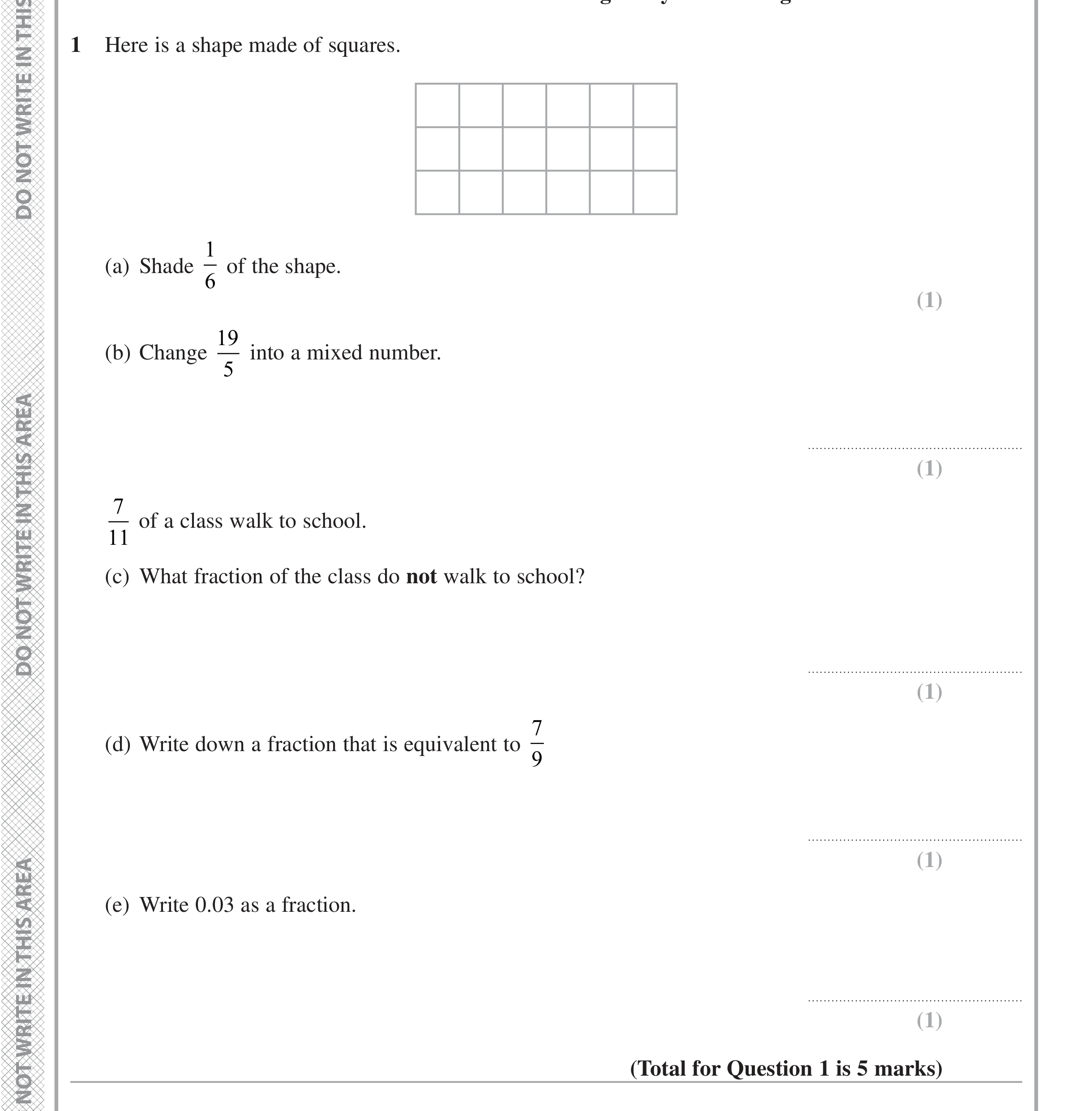 Question 1 — Fractions, Decimals — Edexcel iGCSE June 2020