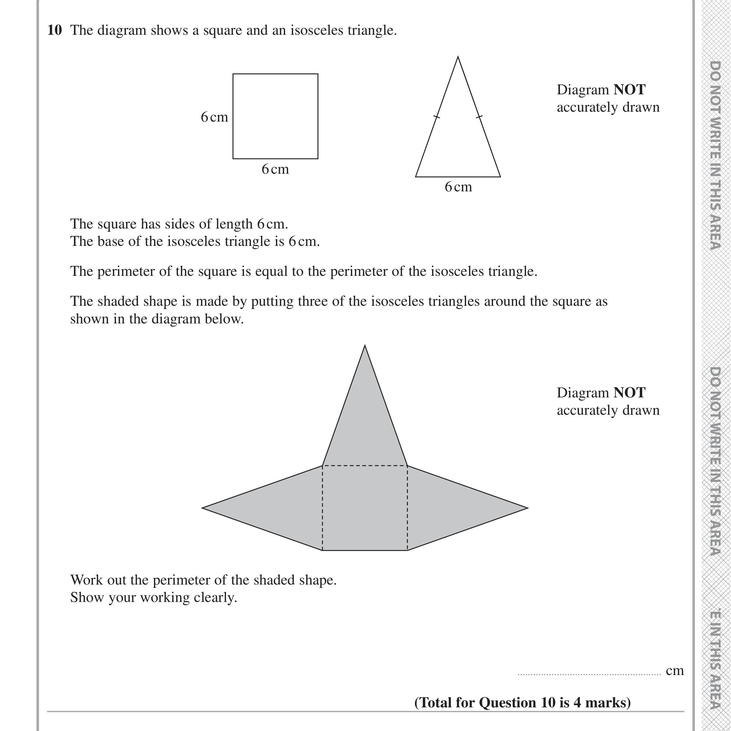Question 10 — Perimeter and Area — Edexcel iGCSE June 2020