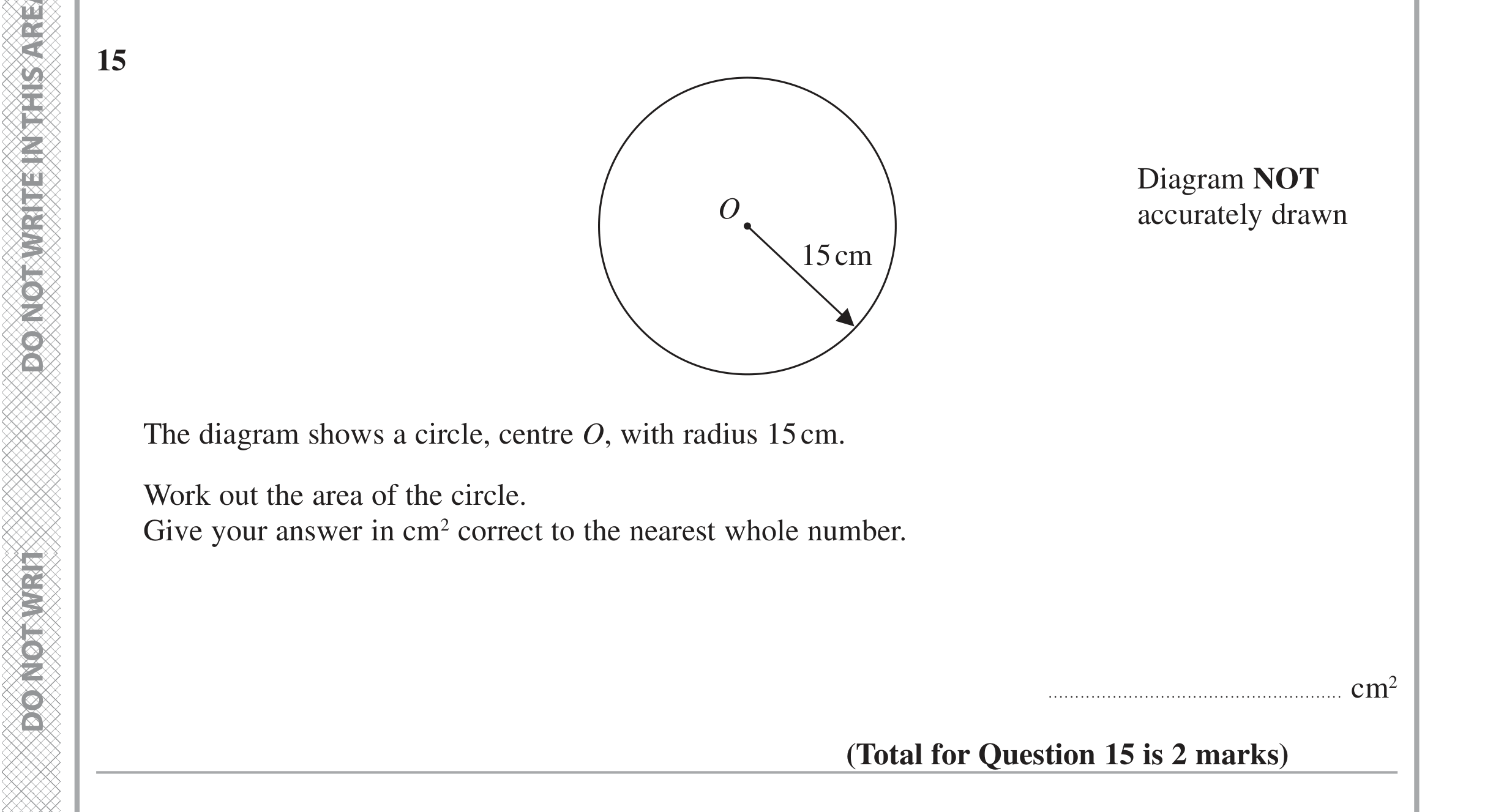 Question 15 — Perimeter and Area, Circles — Edexcel iGCSE June 2020