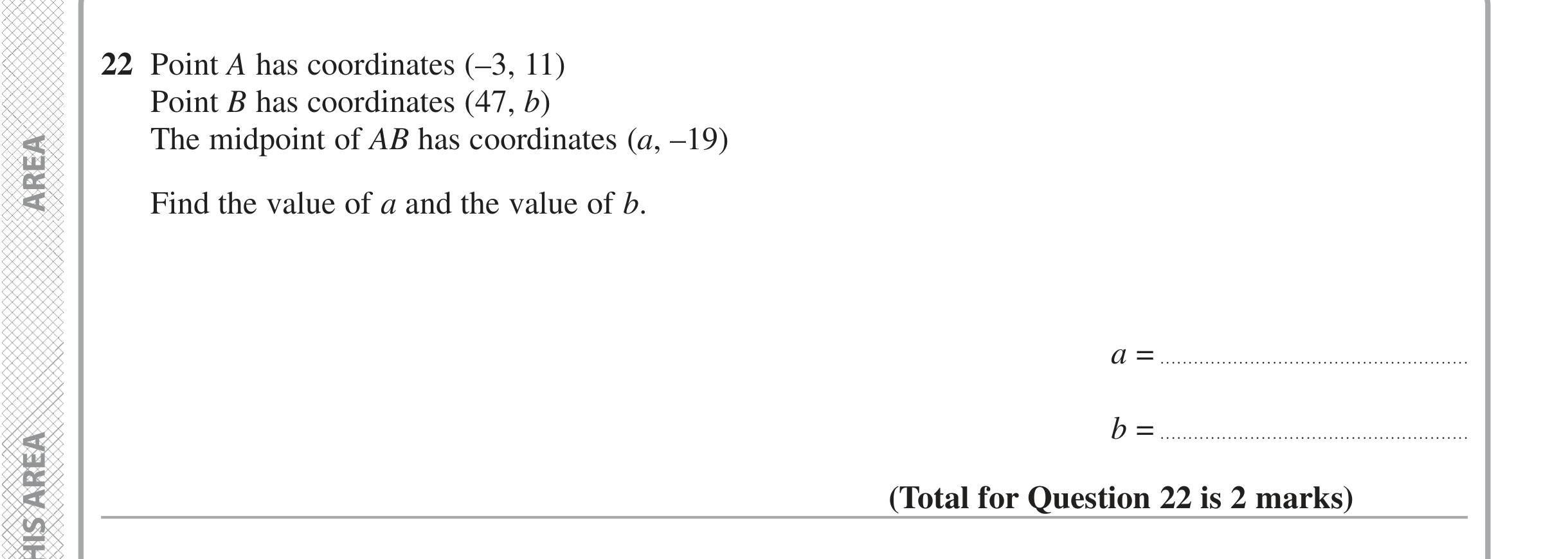 Question 22 — Straight Line Graphs — Edexcel iGCSE June 2020