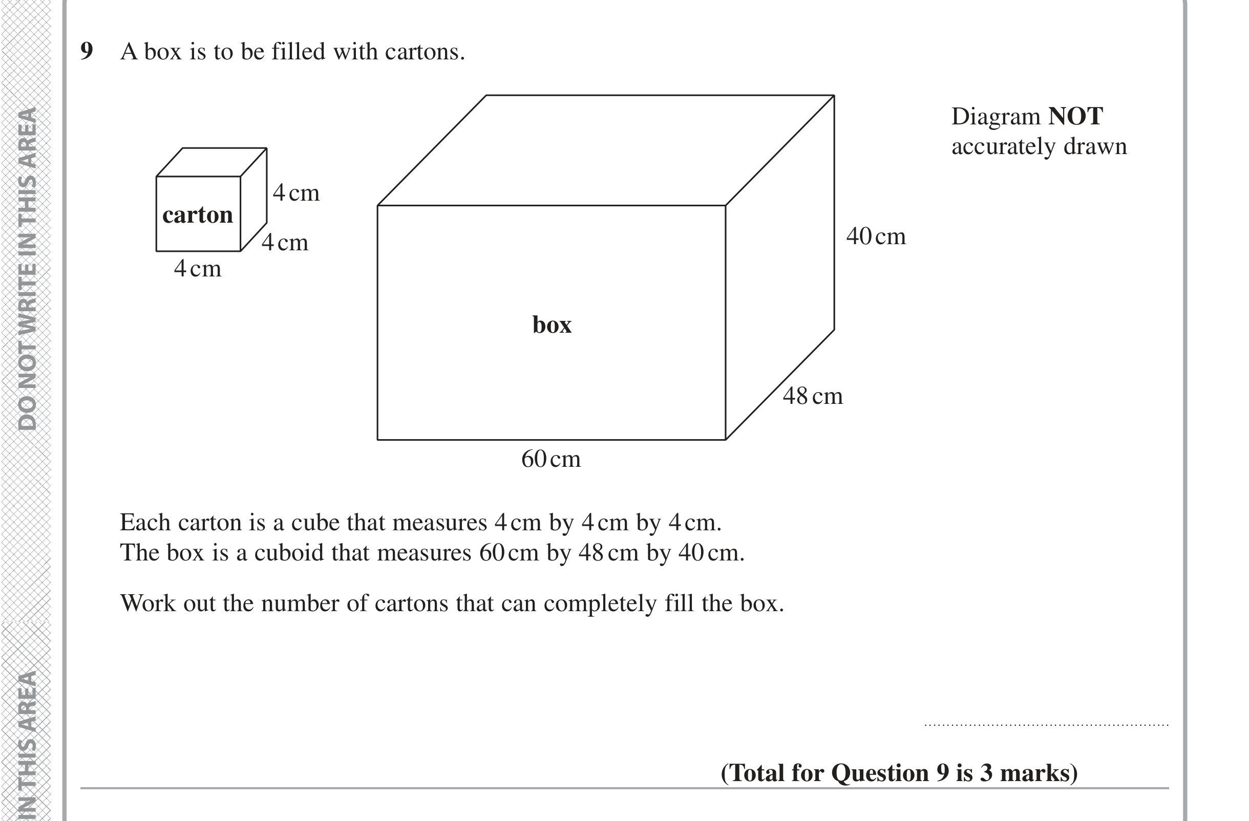 Question 9 — 3D Shapes and Volume — Edexcel iGCSE June 2020