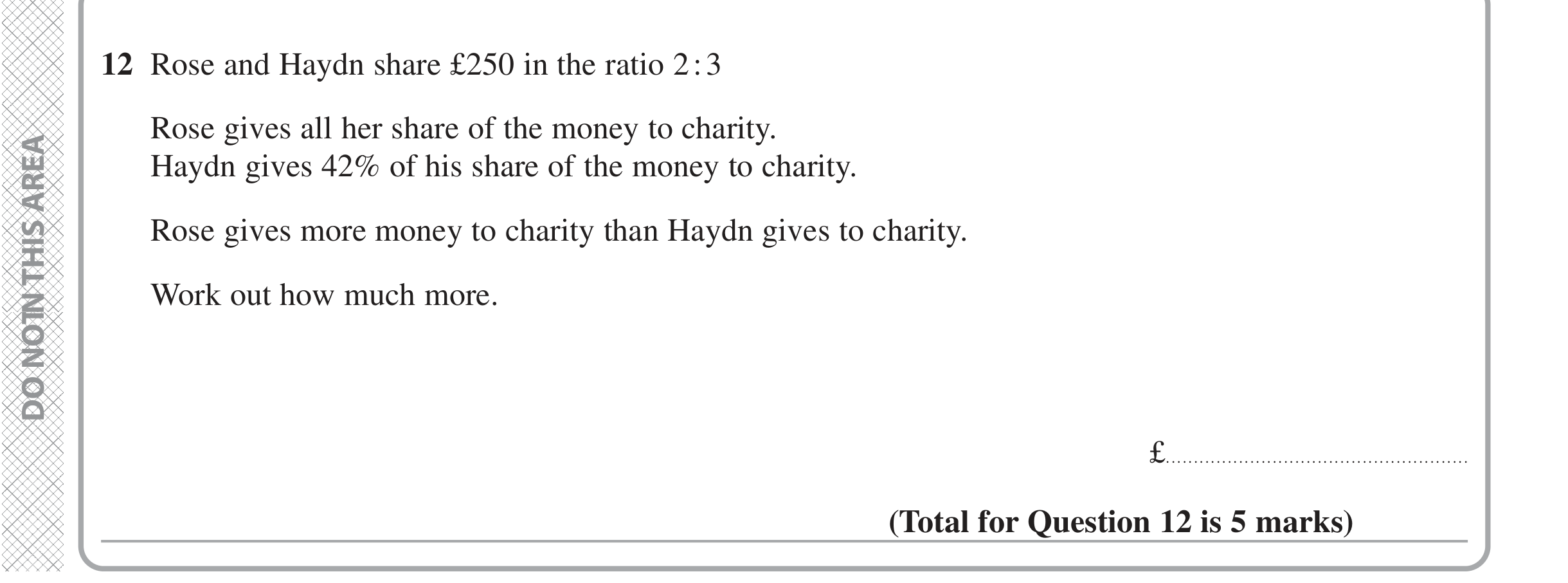 Question 12 — Ratios, Percentages — Edexcel iGCSE Jan 2021